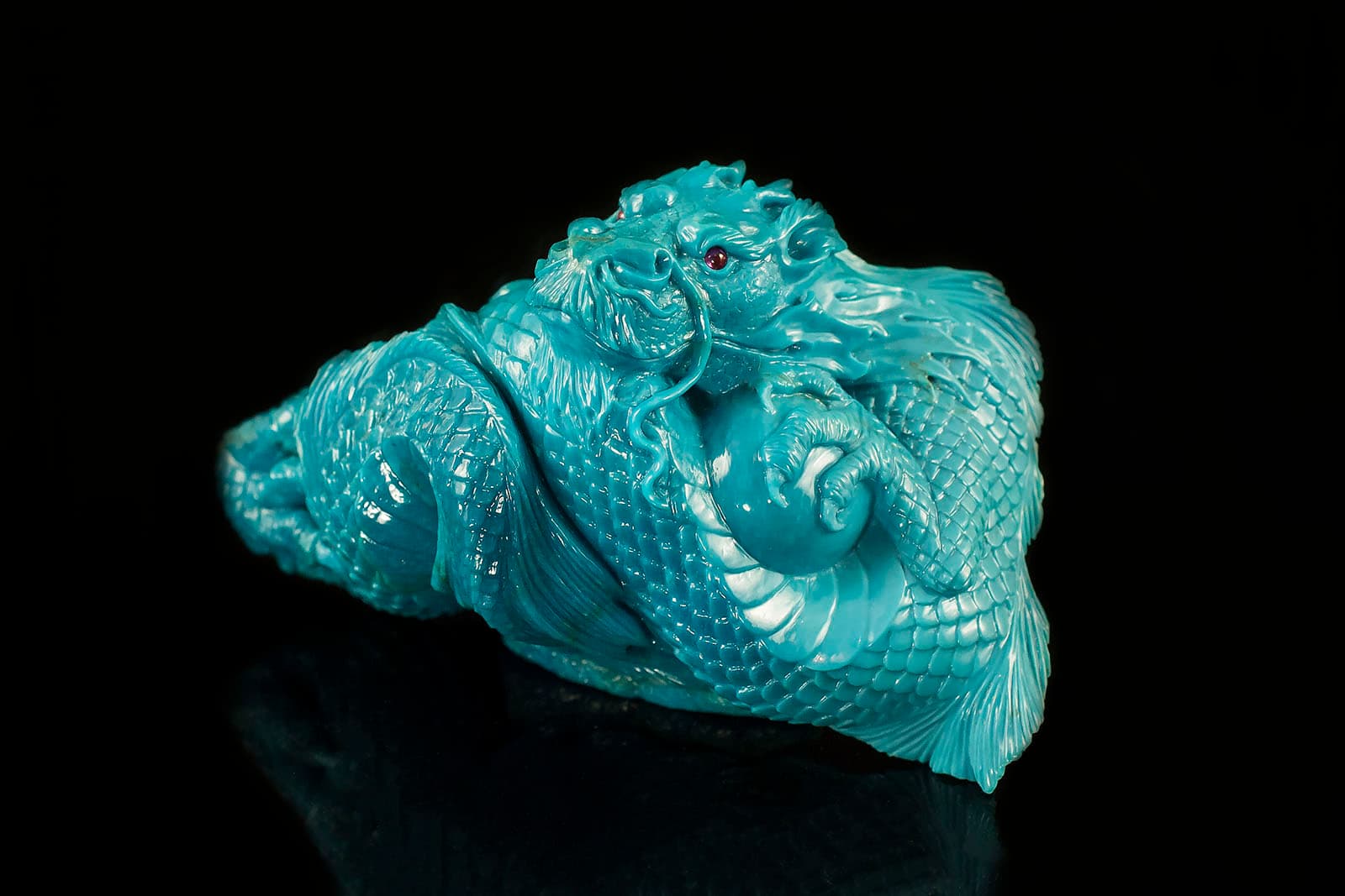  Nishapur turquoise  and garnet dragon crated by Denis Bogomazov