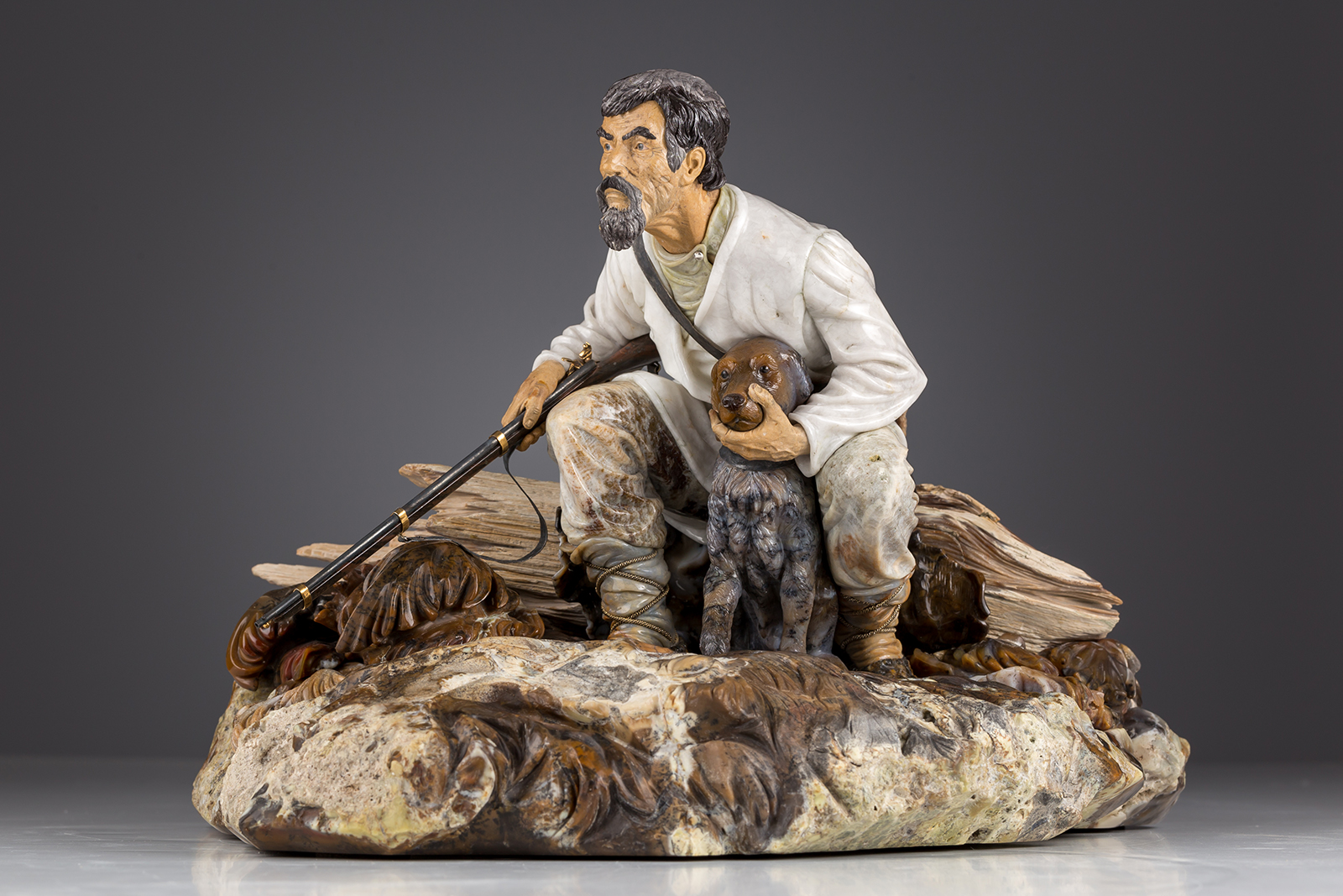  'Hunter' by Svyatogor Studios crafted in moss agate, jasper, flint and petrified wood