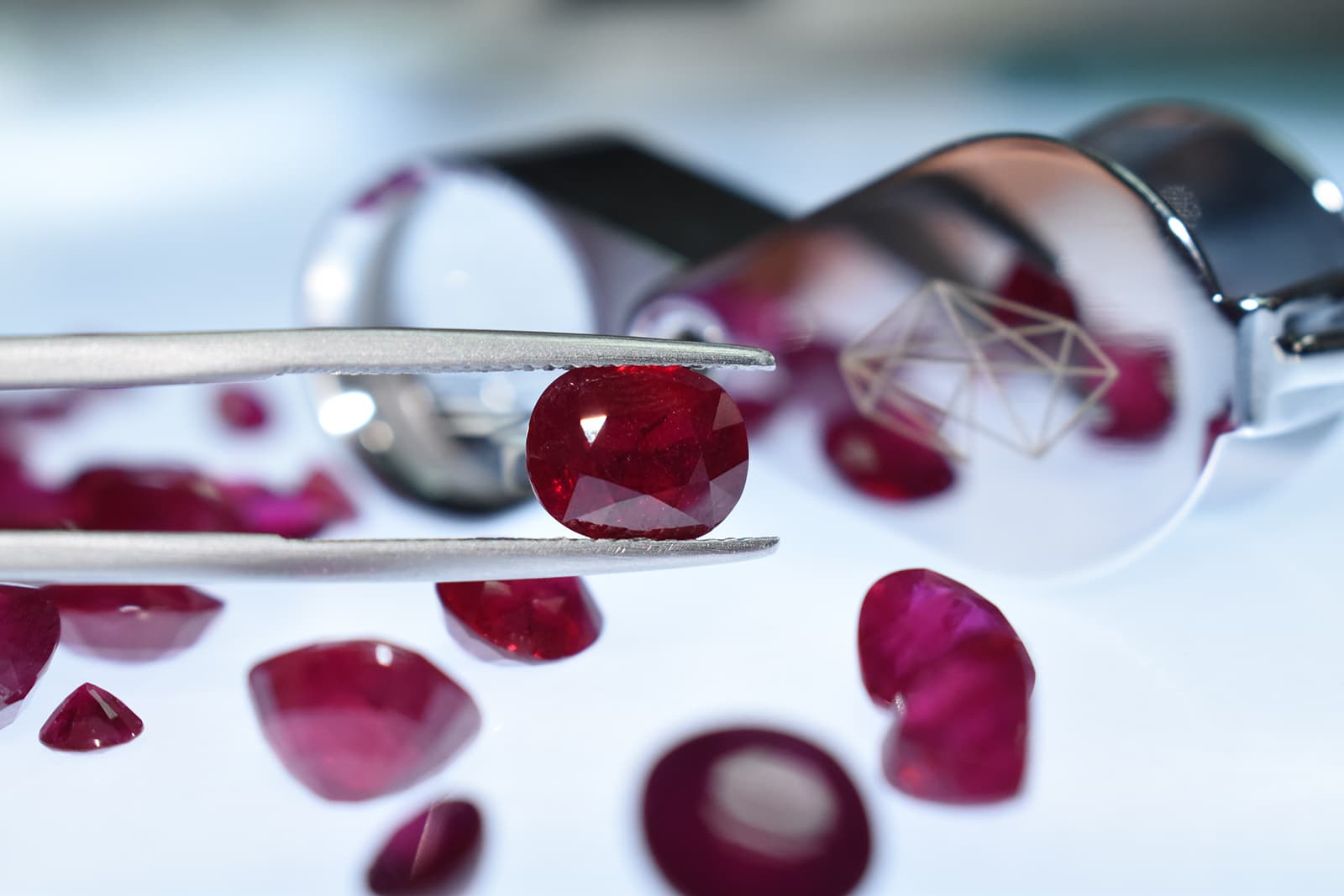  Greenlandic rubies being inspected for quality 