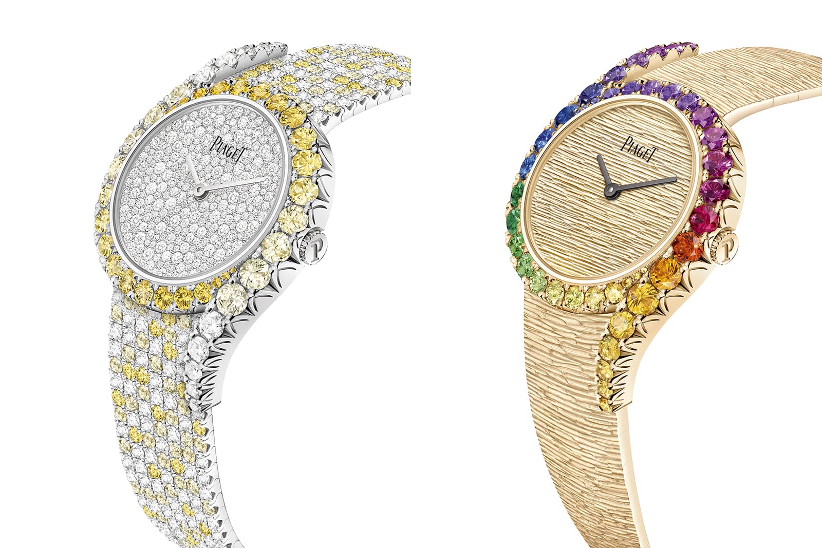  Piaget Limelight Gala Precious Zenith watch (left) and the Piaget Limelight Gala Precious Rainbow timepiece