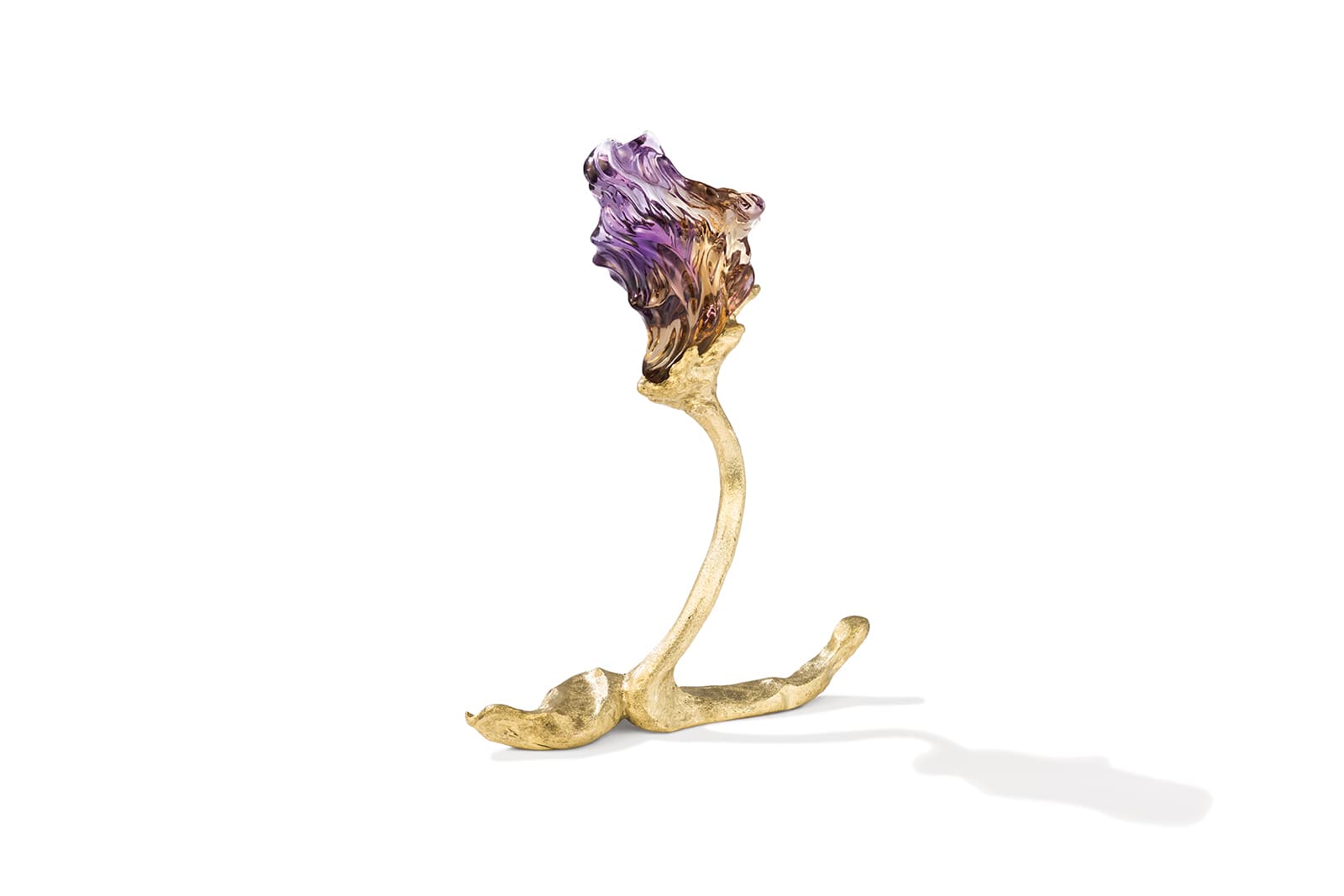  Naomi Sarna Iris carving with a 174 carat ametrine in a bronze stand