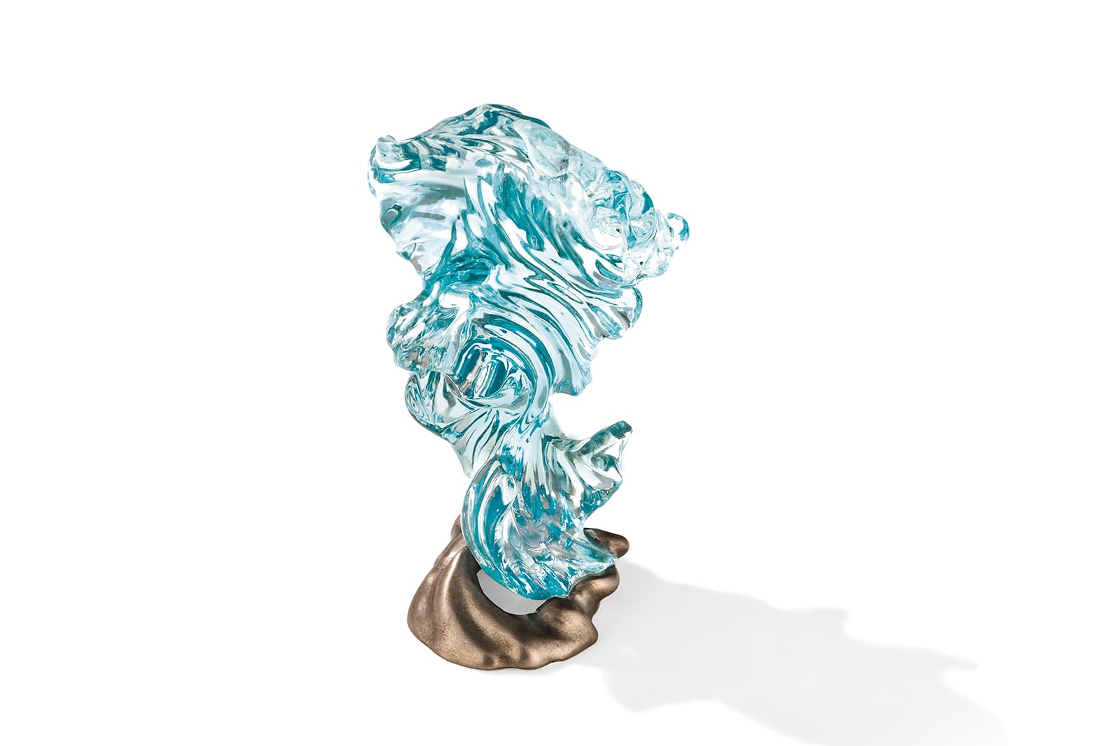  River Wind sculpture by Naomi Sarna with a 735 carat, gem-quality blue topaz on a sterling silver base