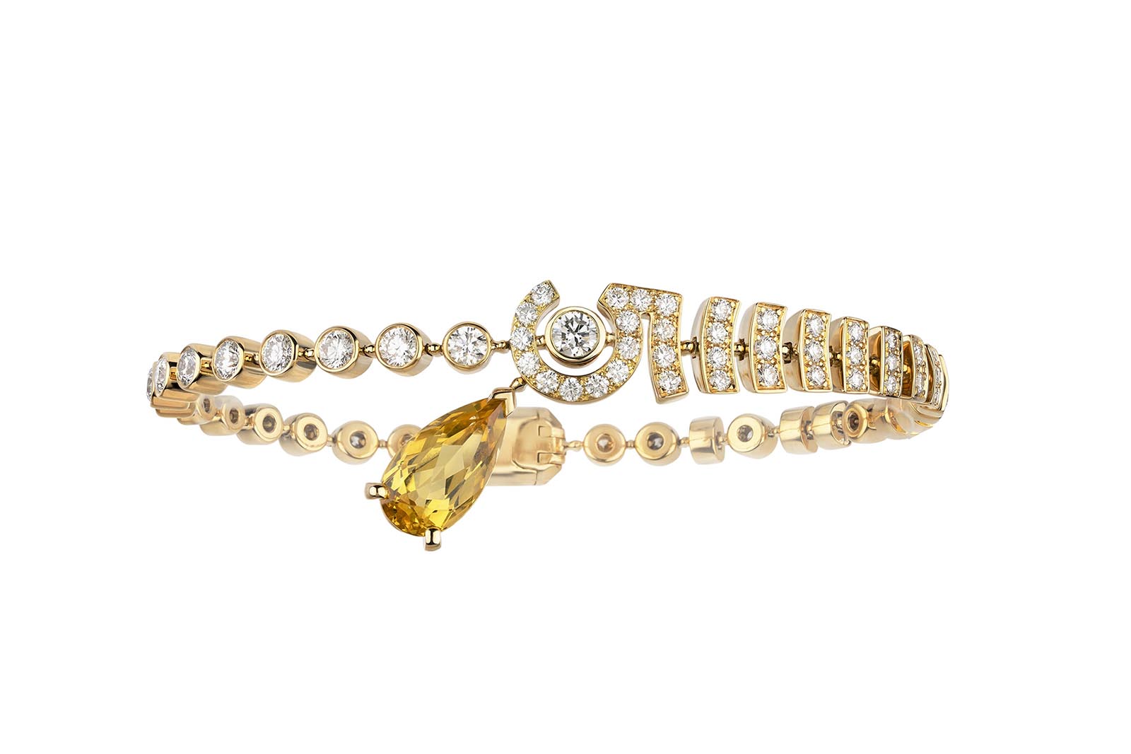  Chanel N°5 Drop High Jewellery bracelet from Collection N°5 in yellow gold with diamonds and yellow beryl, including one pear-cut yellow beryl of 2.52 carats 