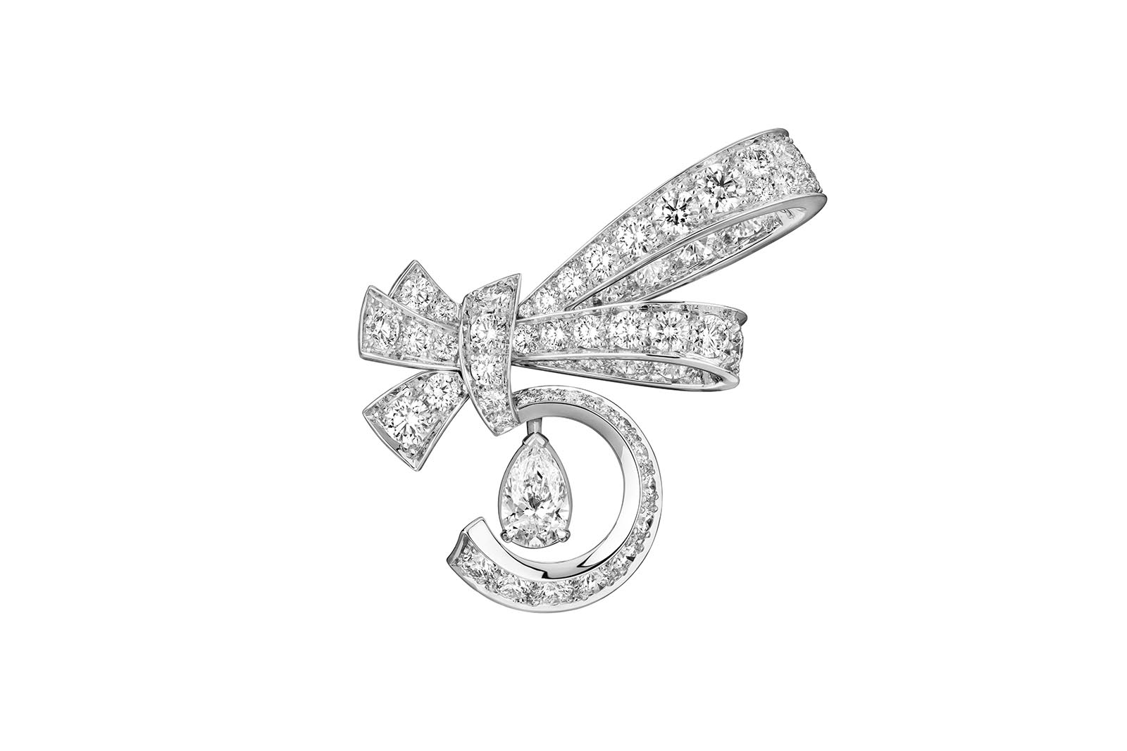  Chanel Knotted N°5 High Jewellery brooch from Collection N°5 in white gold and diamonds