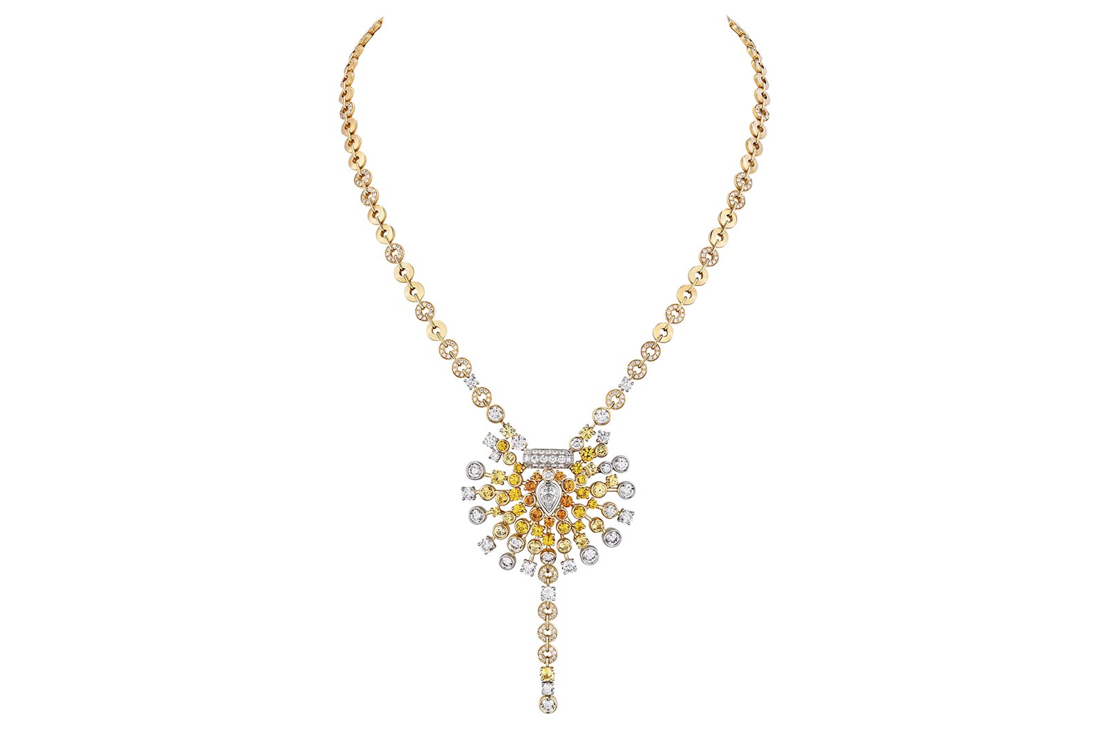  Chanel Golden Sillage High Jewellery necklace from Collection N°5 in yellow gold and platinum with diamonds, yellow sapphires and spessartite garnets