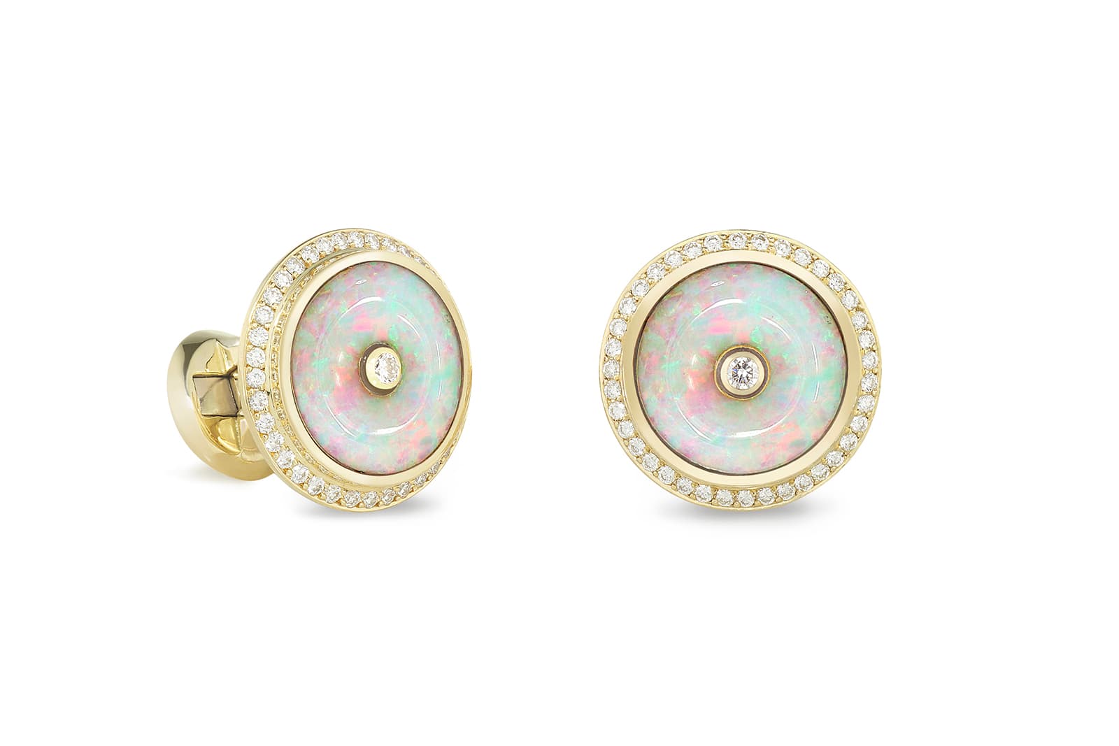  Theo Fennell 18k yellow gold and opal cufflinks with 0.75 carats of diamonds