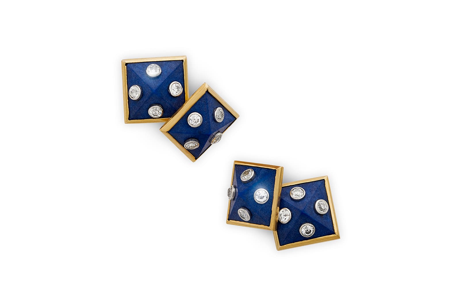  A pair of yellow gold mounted lapis lazuli and diamond cufflinks by Boucheron  (Paris, c.1935), courtesy of Wartski