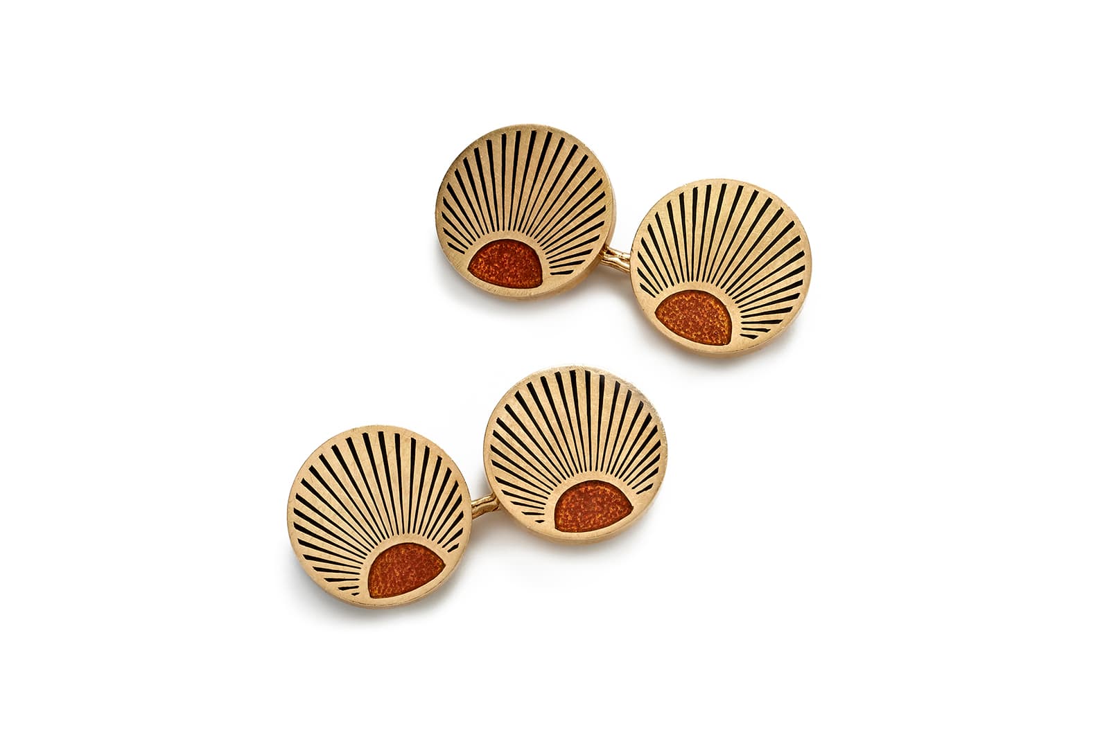  A pair of yellow gold and enamel cufflinks by Cartier (Paris, c.1930), courtesy of Wartski