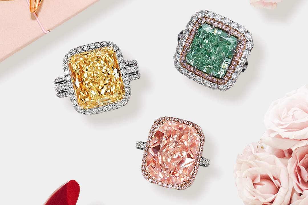  A trio of diamond rings by Gemma Fine Jewellery, including the green Zinnia ring