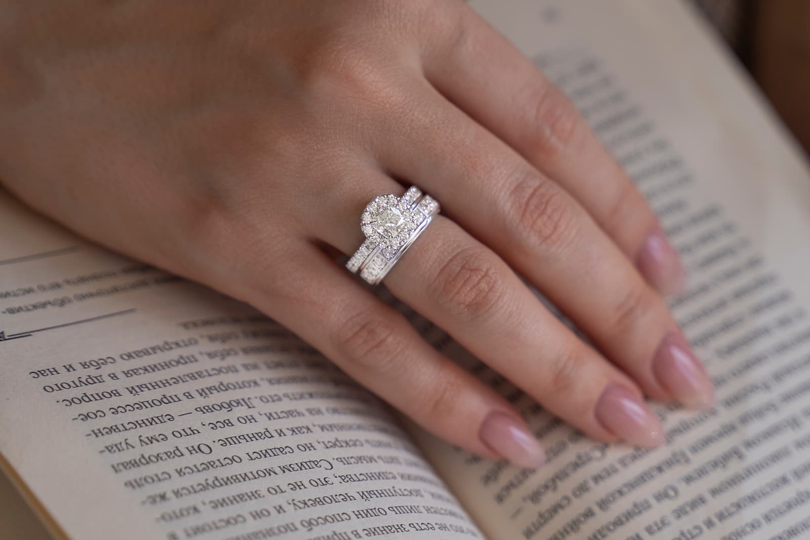  Miracle diamond engagement ring and diamond-set wedding band
