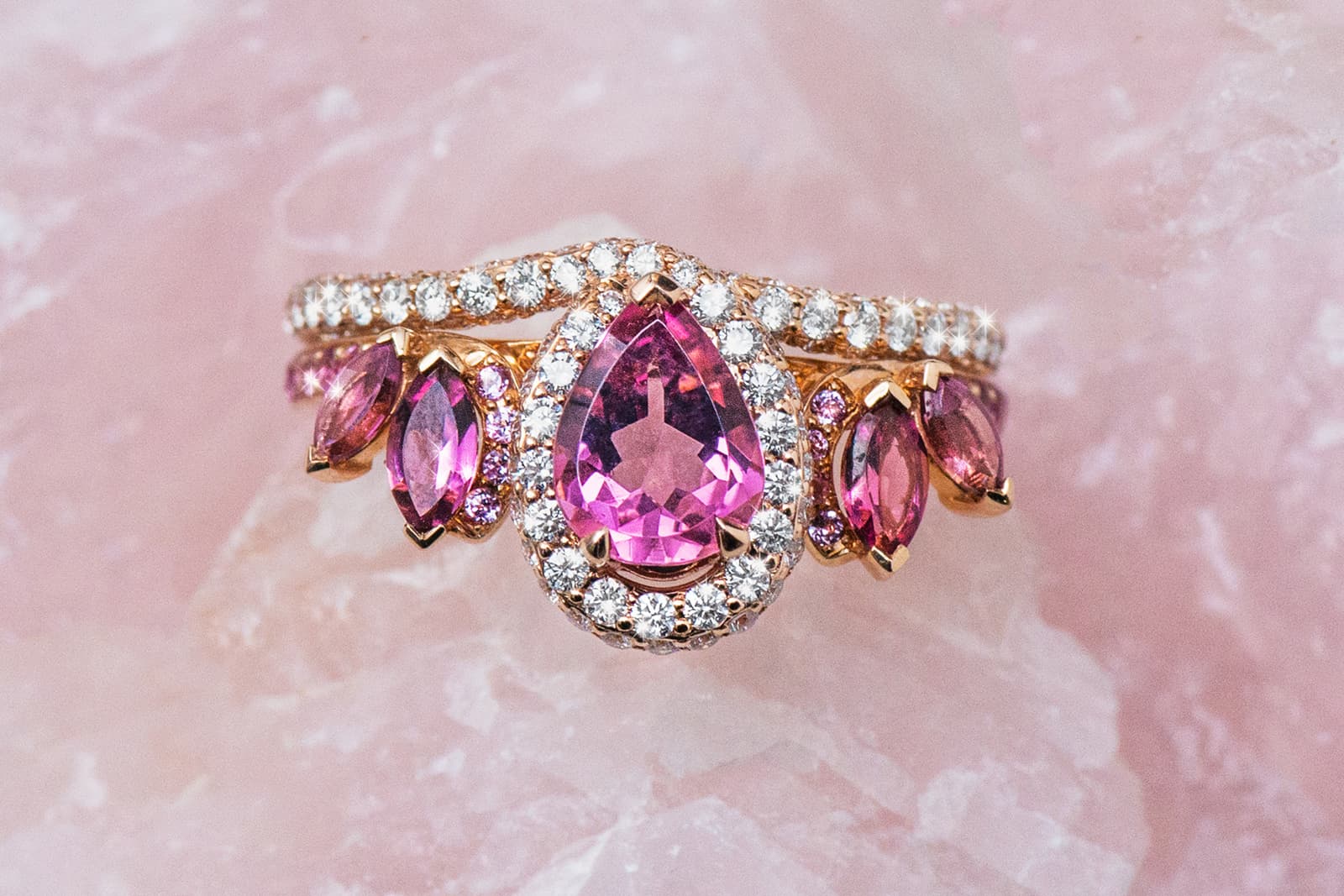  LX Antwerp bespoke coloured gemstone and diamond engagement ring