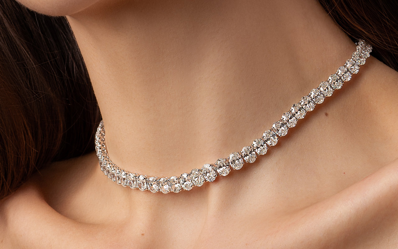  Gemma Fine Jewellery oval-shaped diamond tennis necklace