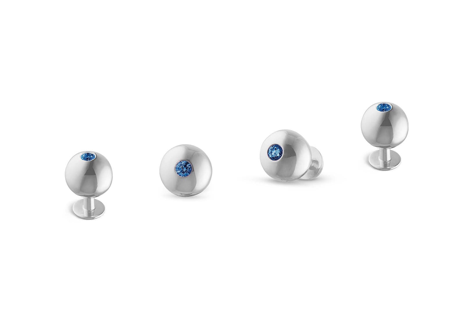  Asprey shirt studs in white gold with sapphires