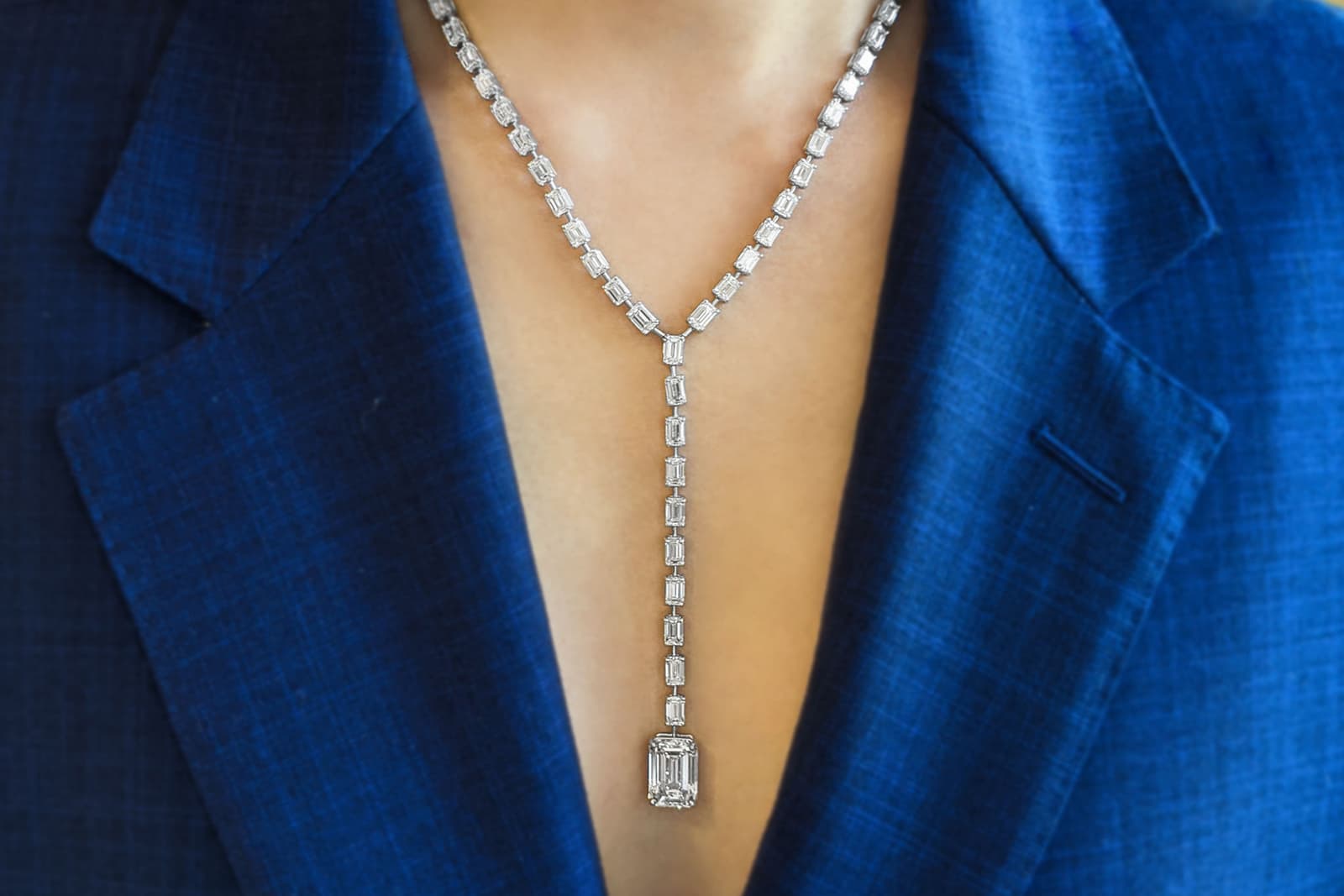 Norman Silverman emerald-cut diamond lariat