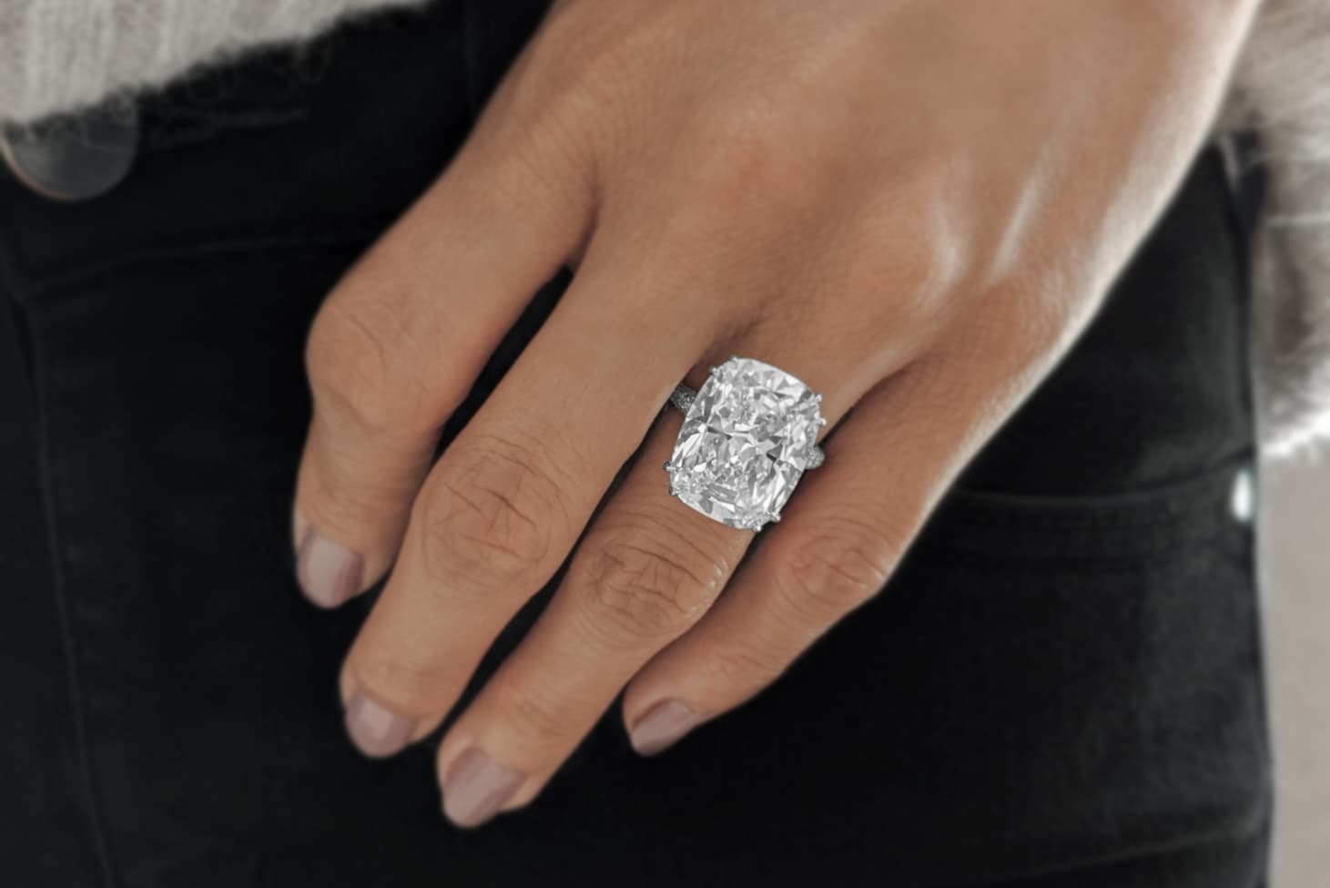  Norman Silverman cushion-cut diamond engagement ring 