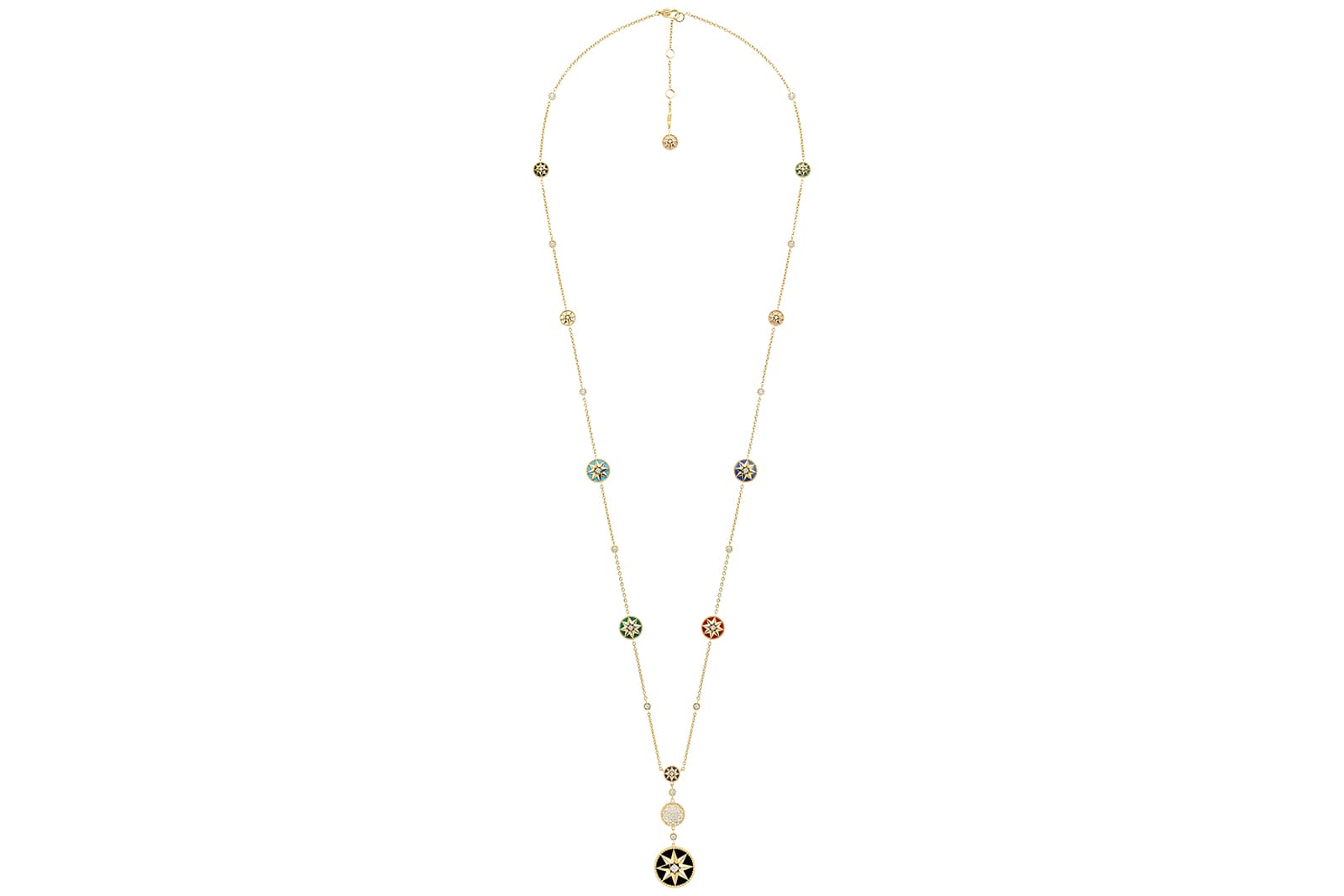 Dior Rose des Vents long necklace in yellow gold with diamonds 