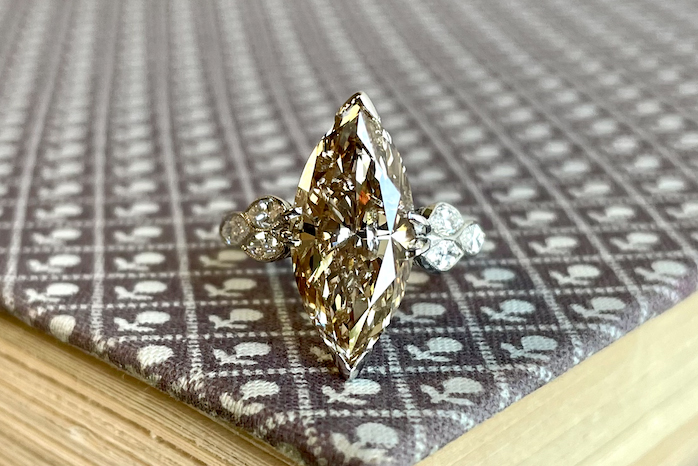  Jack Weir & Sons 5.02 carat fancy brown marquise-cut diamond engagement ring 