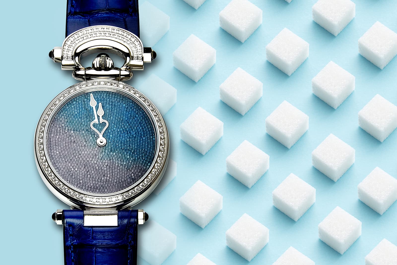 Bovet Miss Audrey Sweet Art watch with a colour gradient dial crafted with sugar crystals 