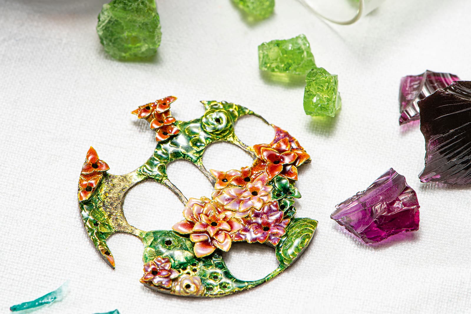  The Piaget Rose collection of watches features dials decorated with enamel flowers and coloured gemstones