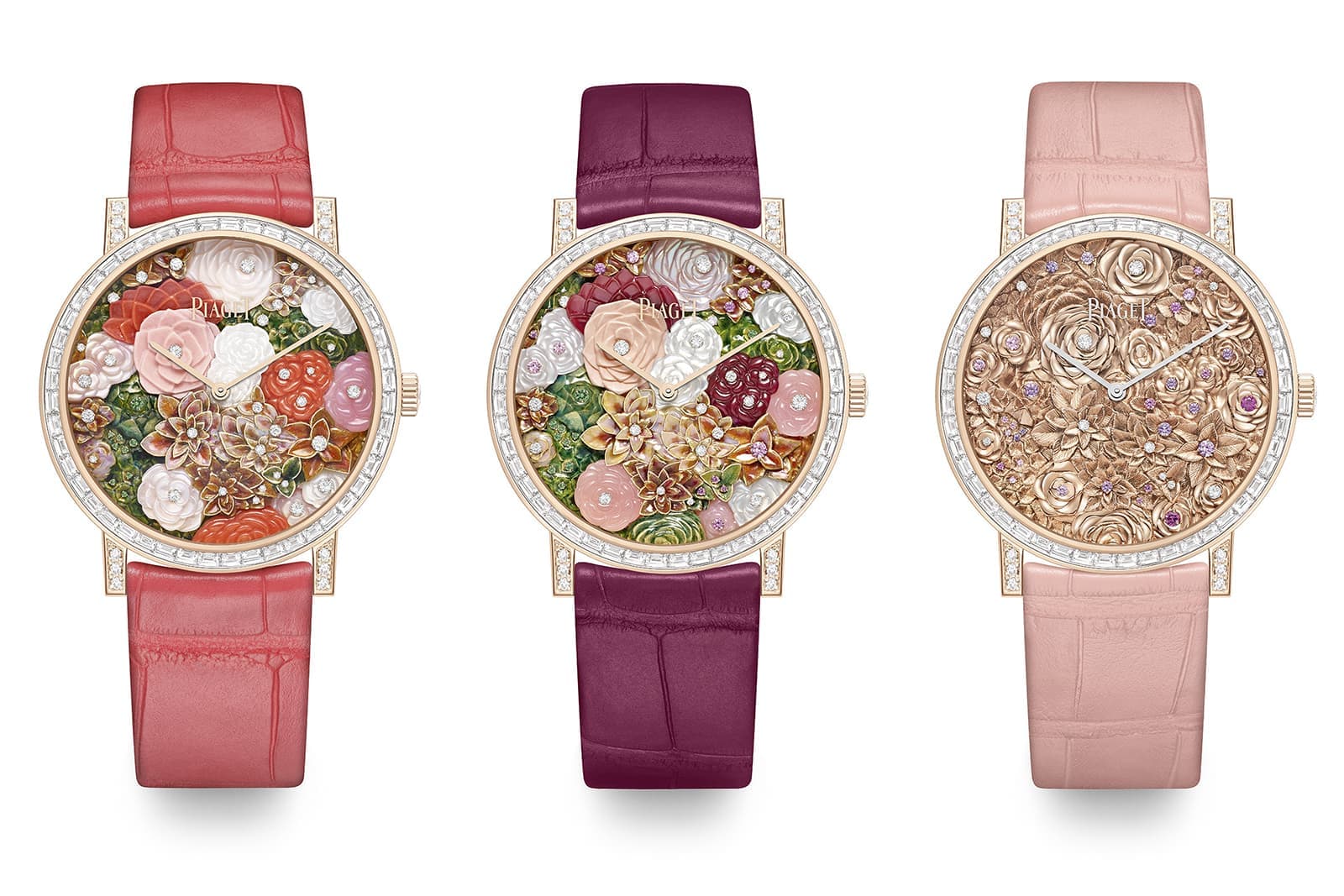  A trio of Piaget Altiplano Rose Bouquet Métiers d’Art watches 