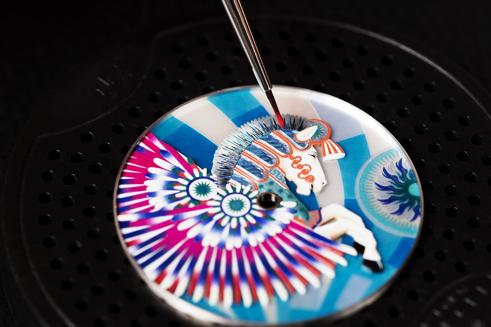 The Pegasus-inspired dial design of the Hermes Slim d’Hermès watch