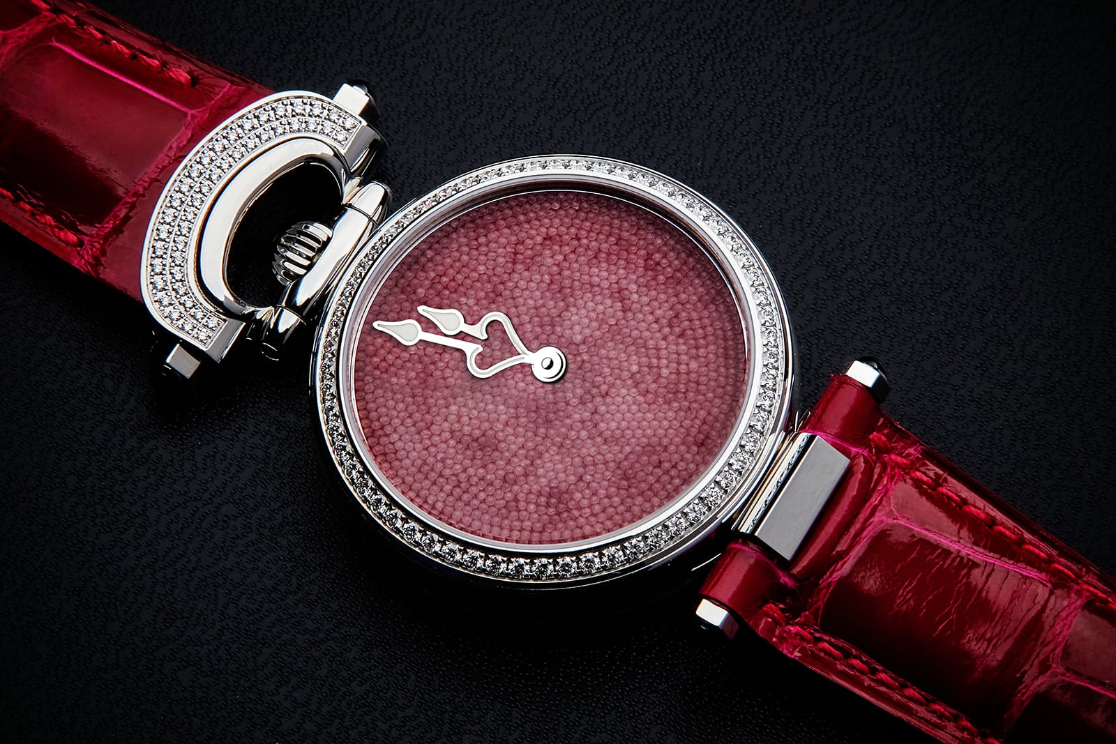  The Bovet Miss Audrey Sweet Art watch with a pink sugar crystals dial