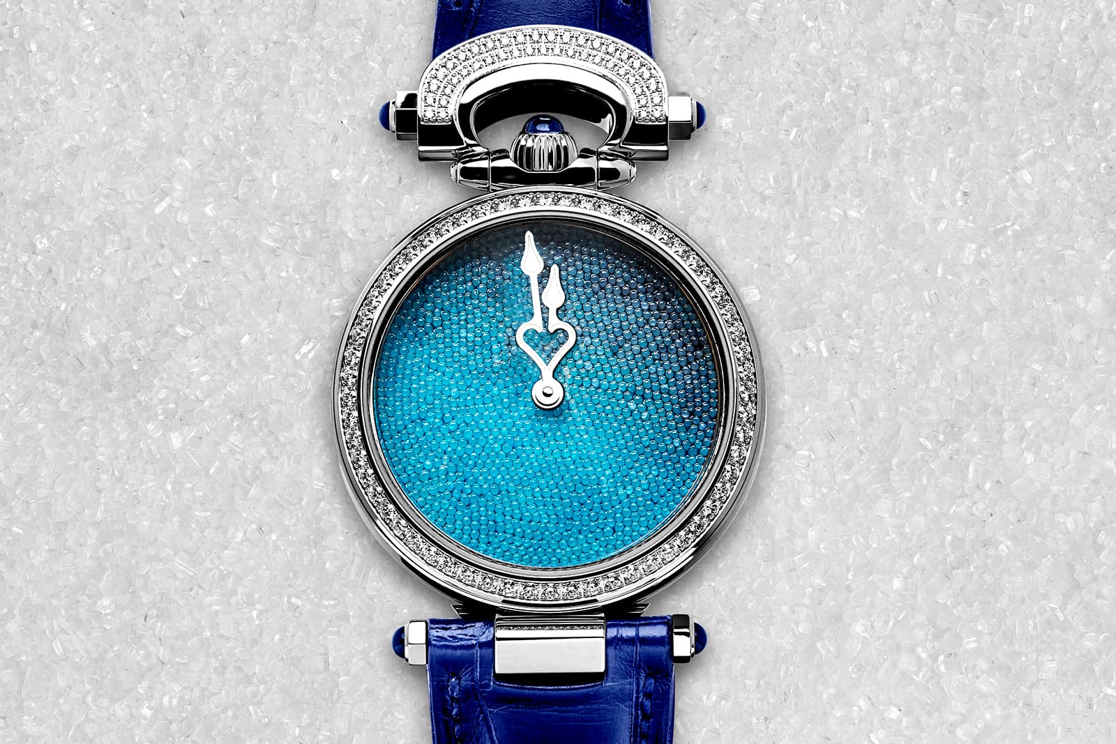  The Bovet Miss Audrey Sweet Art watch with a blue and black gradient sugar crystals dial