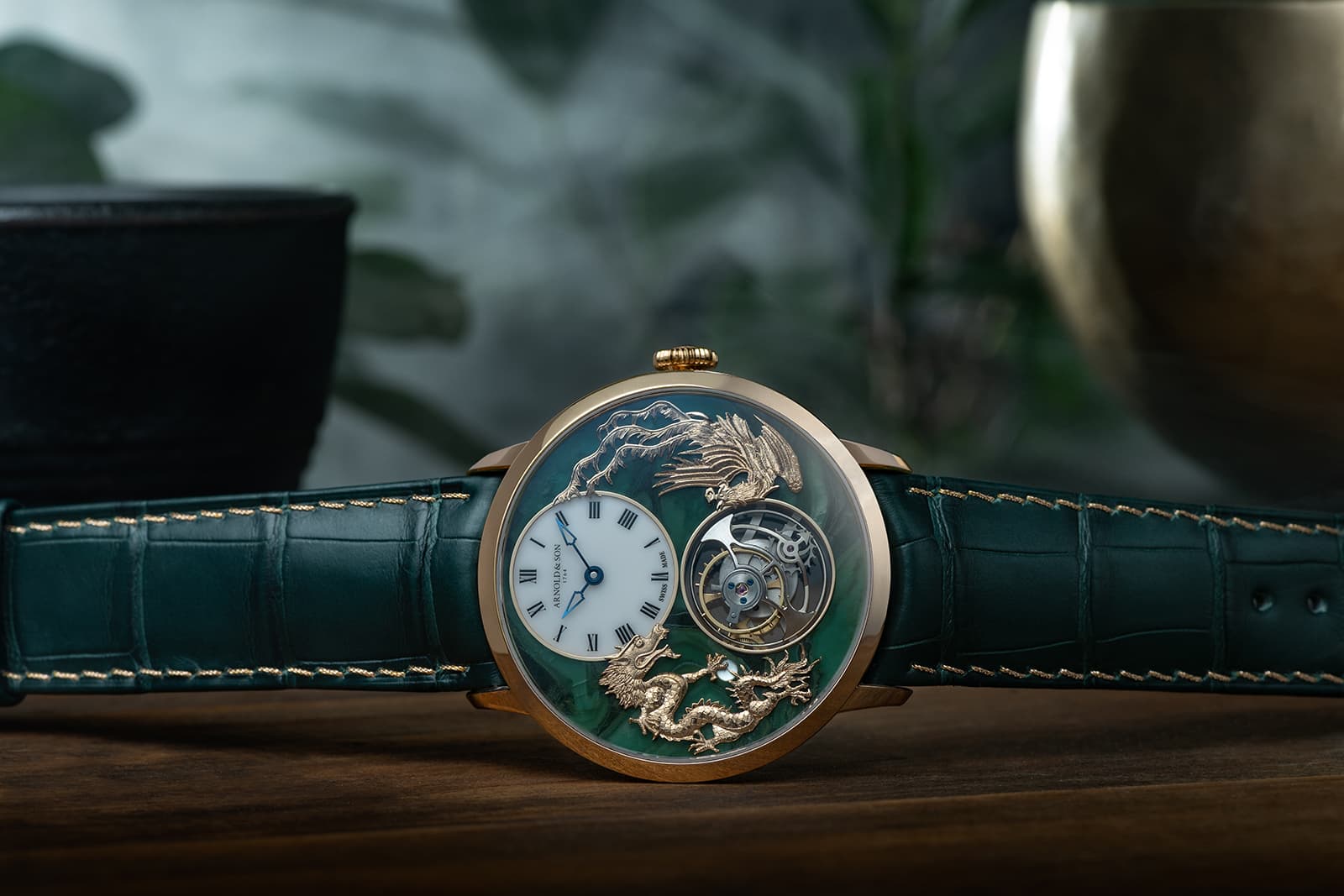  The Arnold & Son Ultrathin Tourbillon Dragon & Phoenix is designed to “merge mineral with myth” 