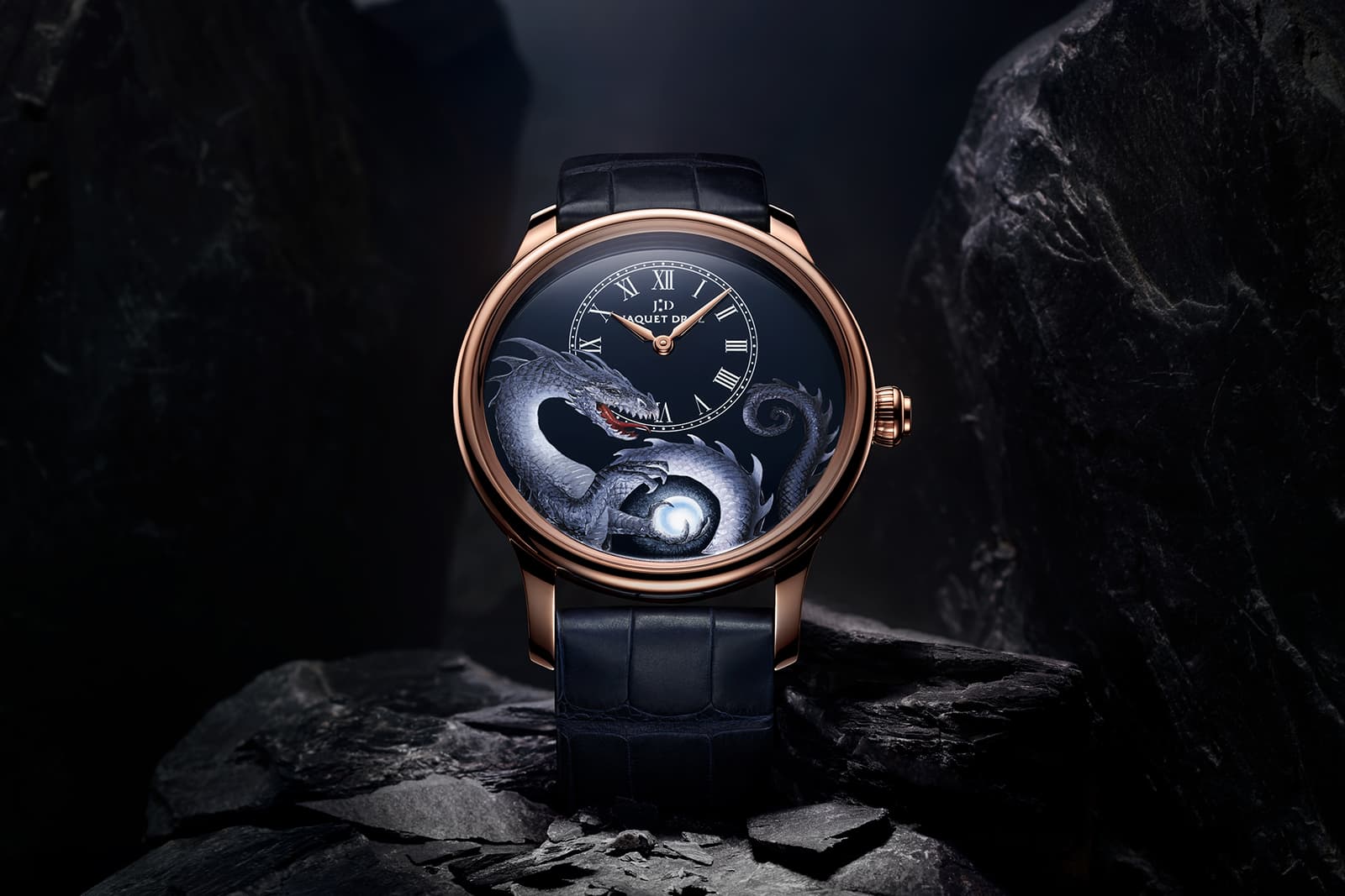 The Jaquet Droz Petite Heure Minute Dragon watch was designed in collaboration with artist John Howe
