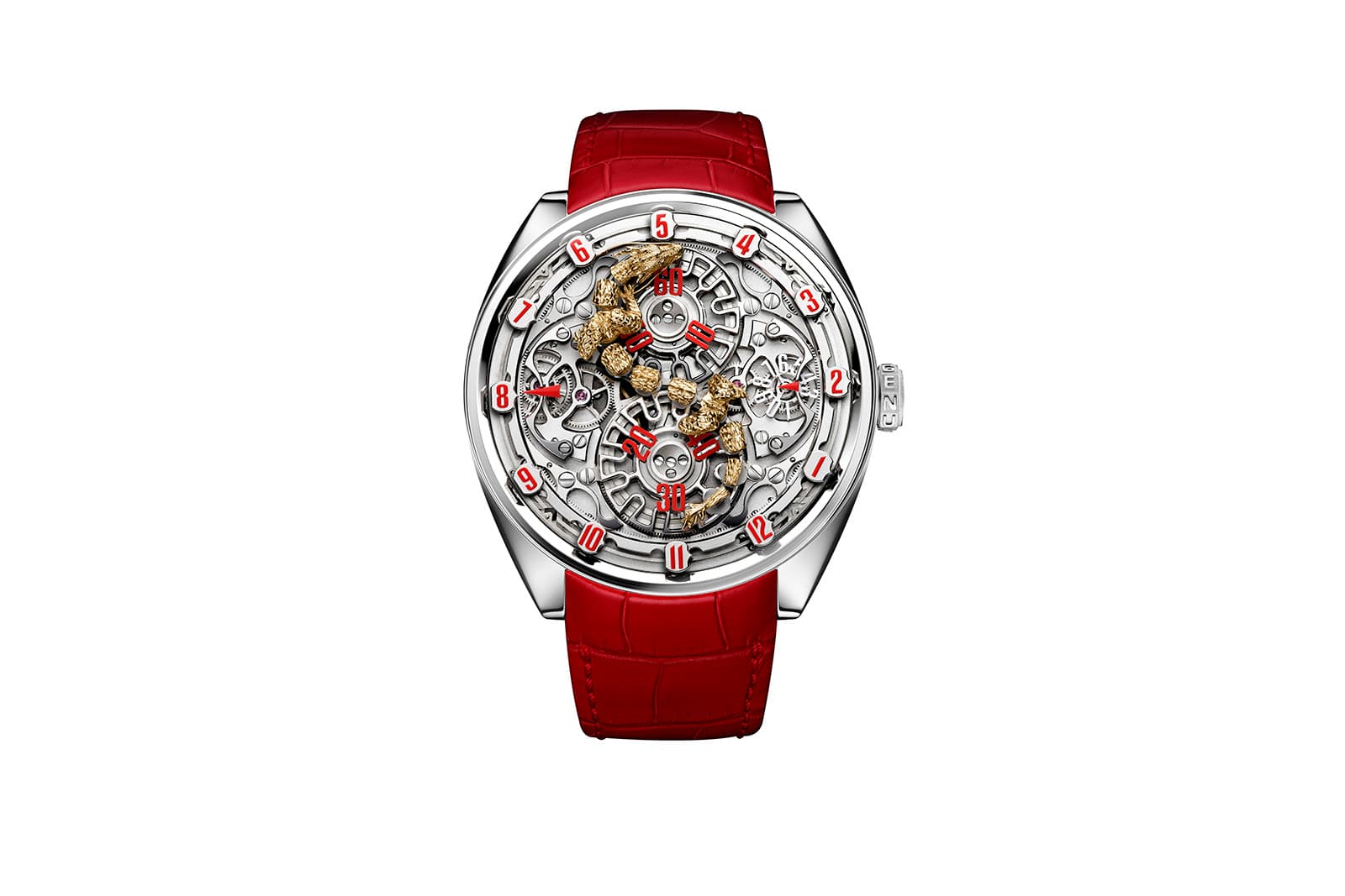  The GENUS Dragon watch is decorated with the traditional Chinese interpretation of a dragon with a bearded mouth and whiskers