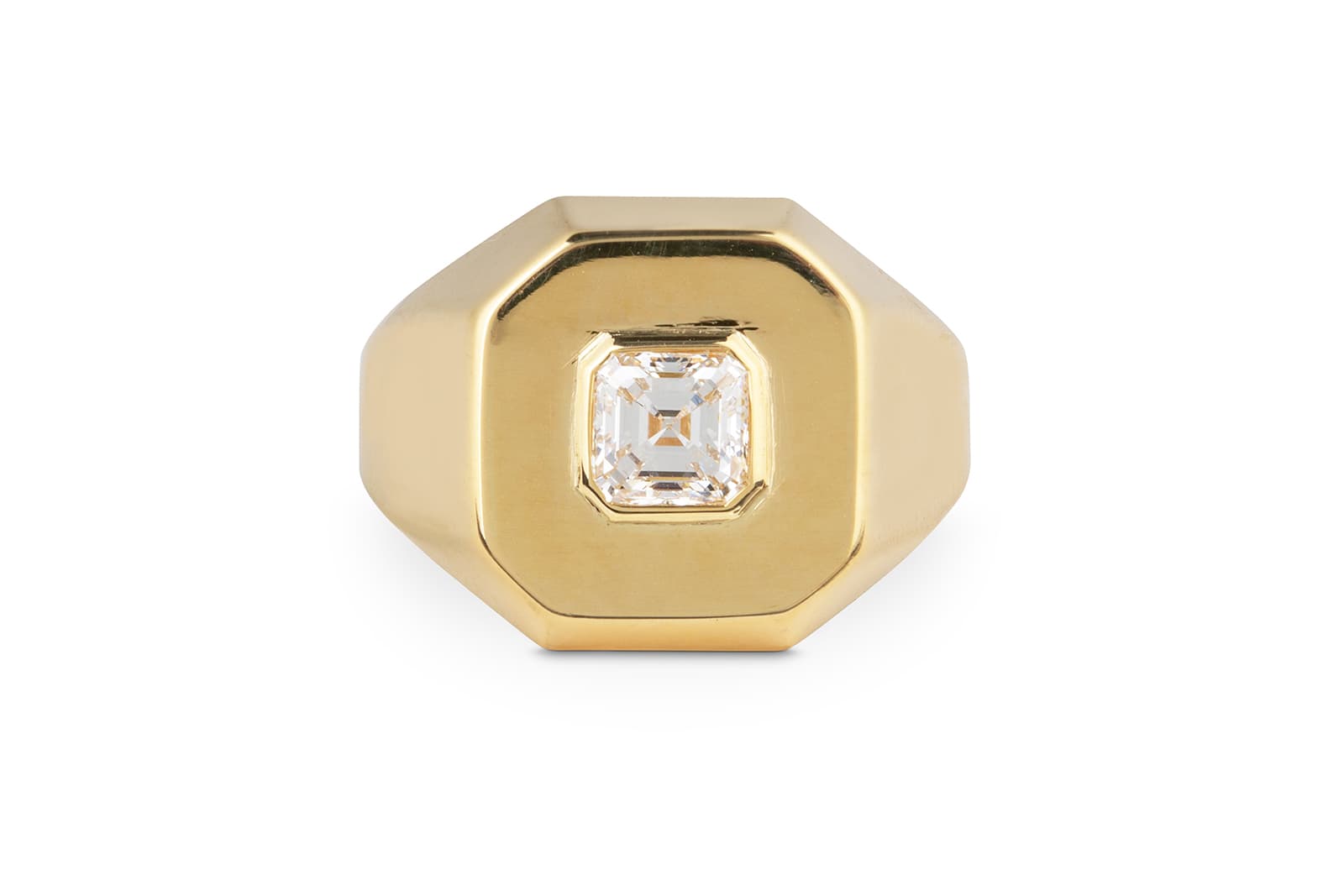  Jessie Thomas Signet ring in 18k gold with an asscher-cut diamond
