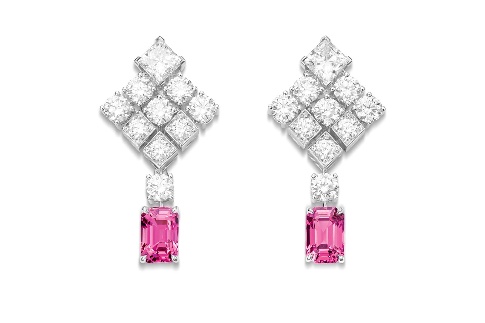 Piaget Gloaming Illuminations earrings with pink sapphires from the Extraordinary Lights High Jewellery Collection