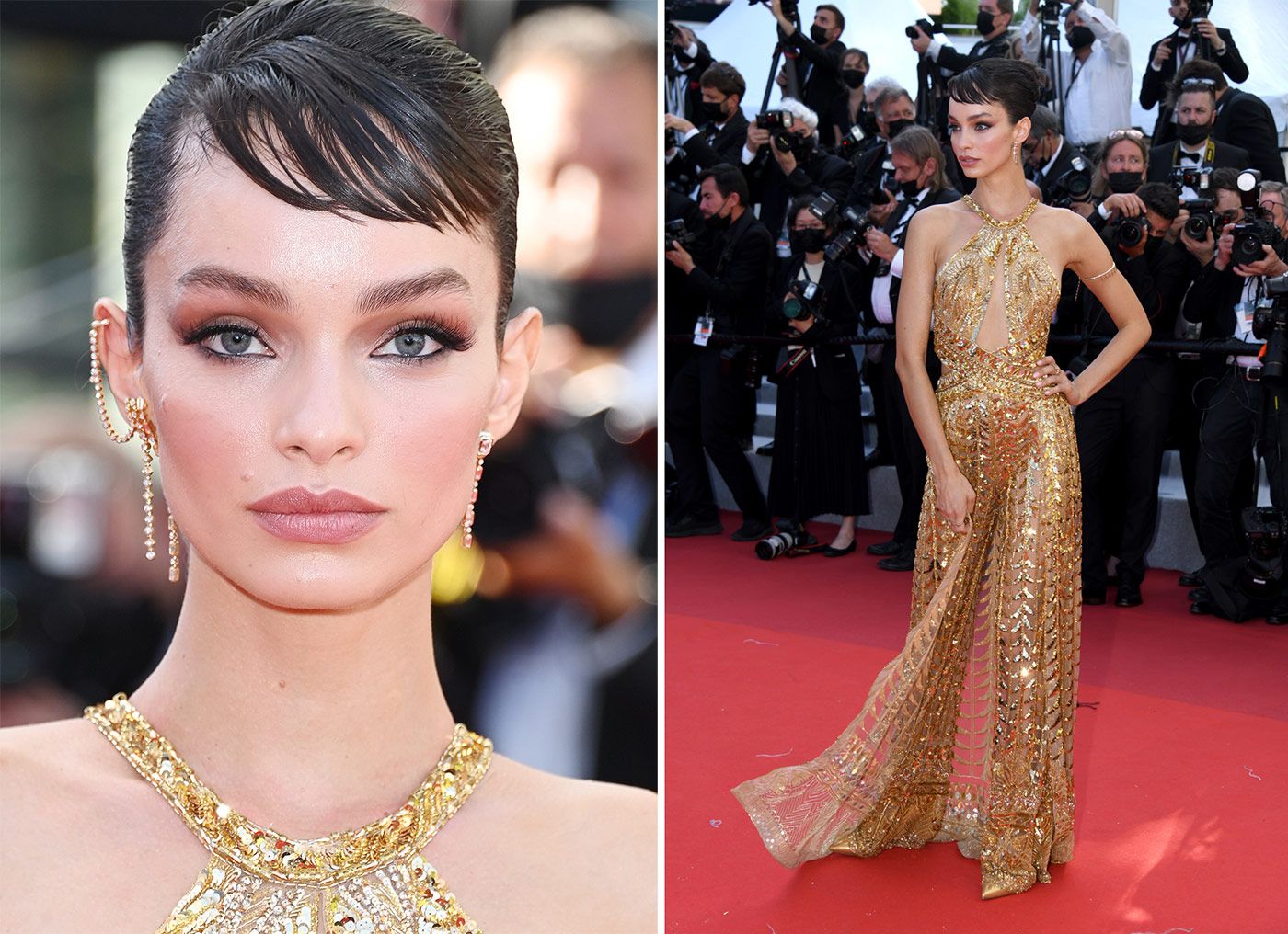  Model Luma Grothe chose Messika earrings to walk the red carpet at the Cannes Film Festival 2021