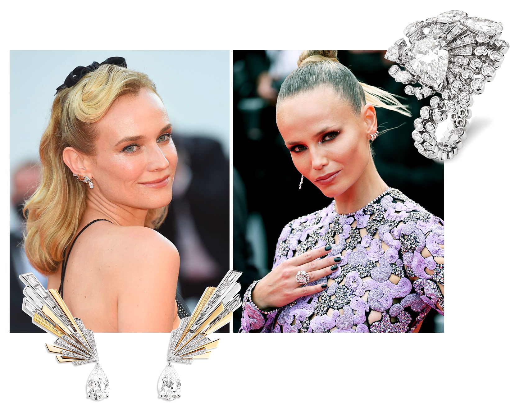 Actress Diane Kruger and model Natasha Poly in High Jewellery creations by Chaumet at the Cannes Film Festival 2021