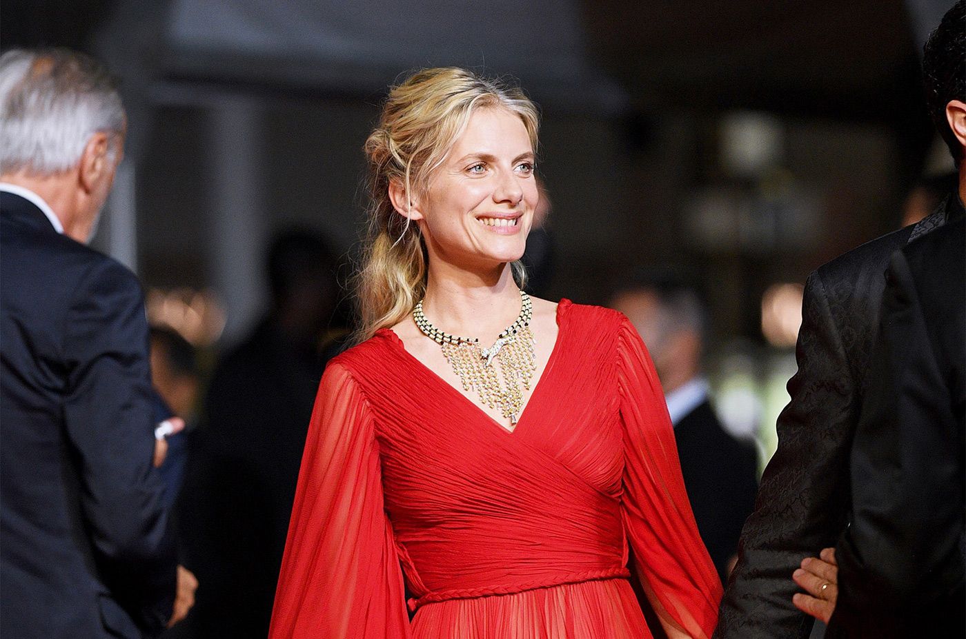 Actress Melanie Laurent in a necklace by Cartier featuring the iconic panther at the Cannes Film Festival 2021