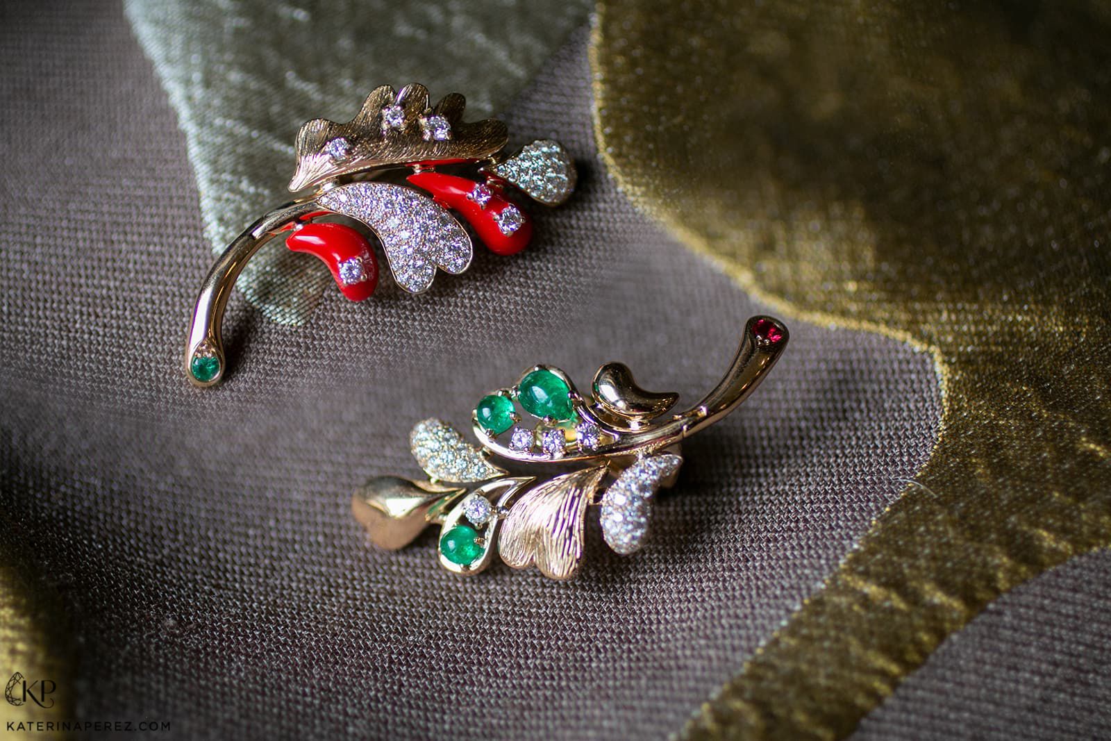  MATHON Paris Chêne cabochon earring in two colour combinations