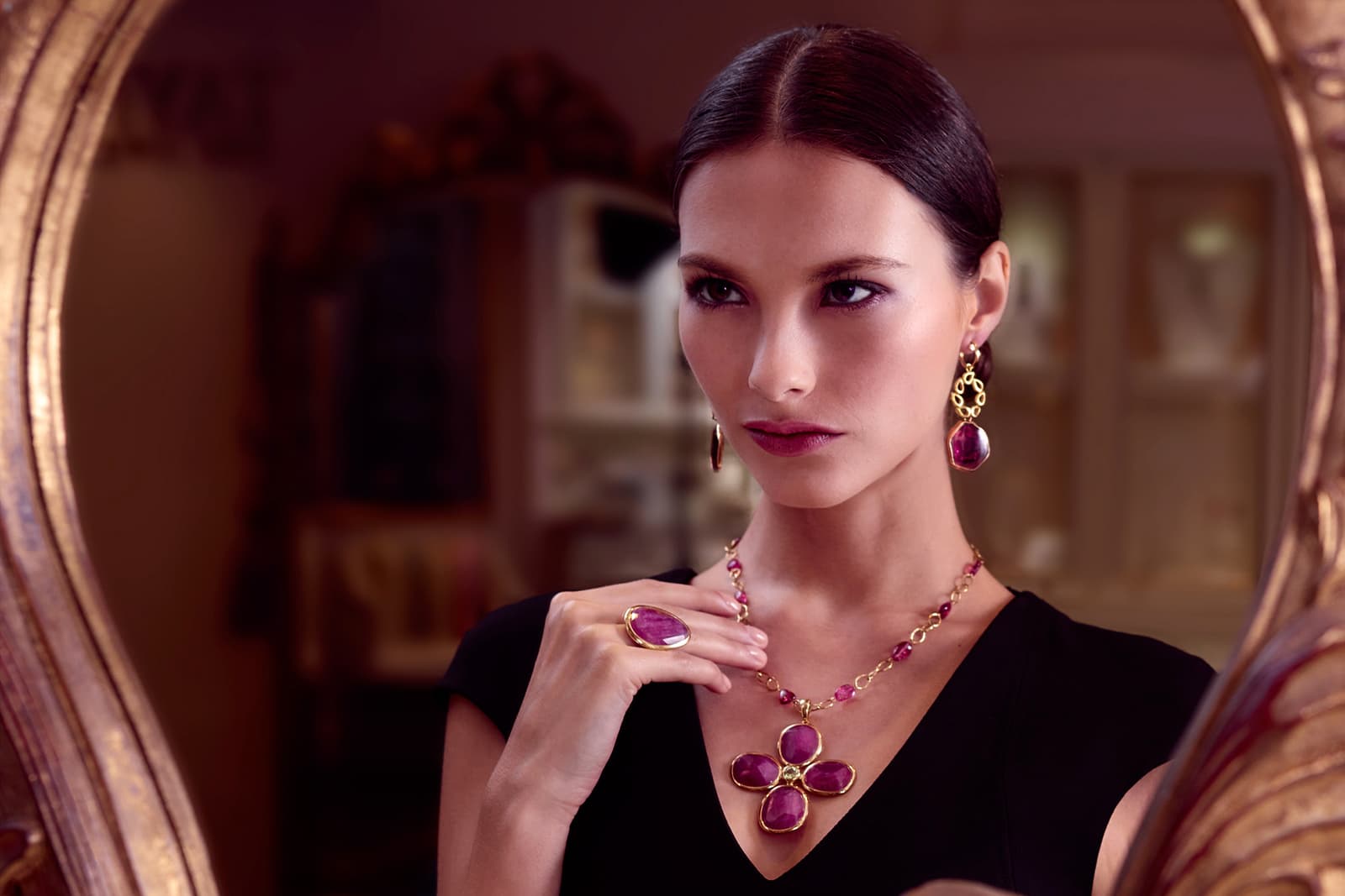  A model wears a matching suite by TAYMA Fine Jewellery