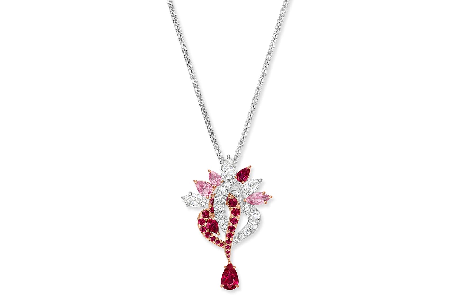  Harry Winston E - Winston Eternal Sweet Heart pendant with sapphires, rubies and diamonds from the LOVE Collection