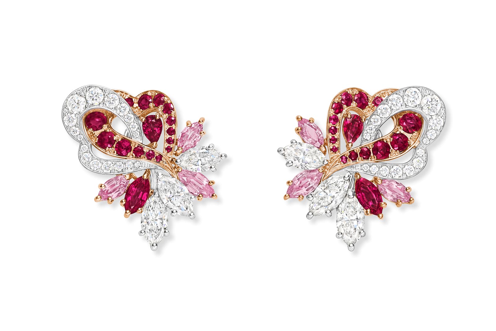  Harry Winston E - Winston Eternal Sweet Heart earrings with sapphires, rubies and diamonds from the LOVE Collection