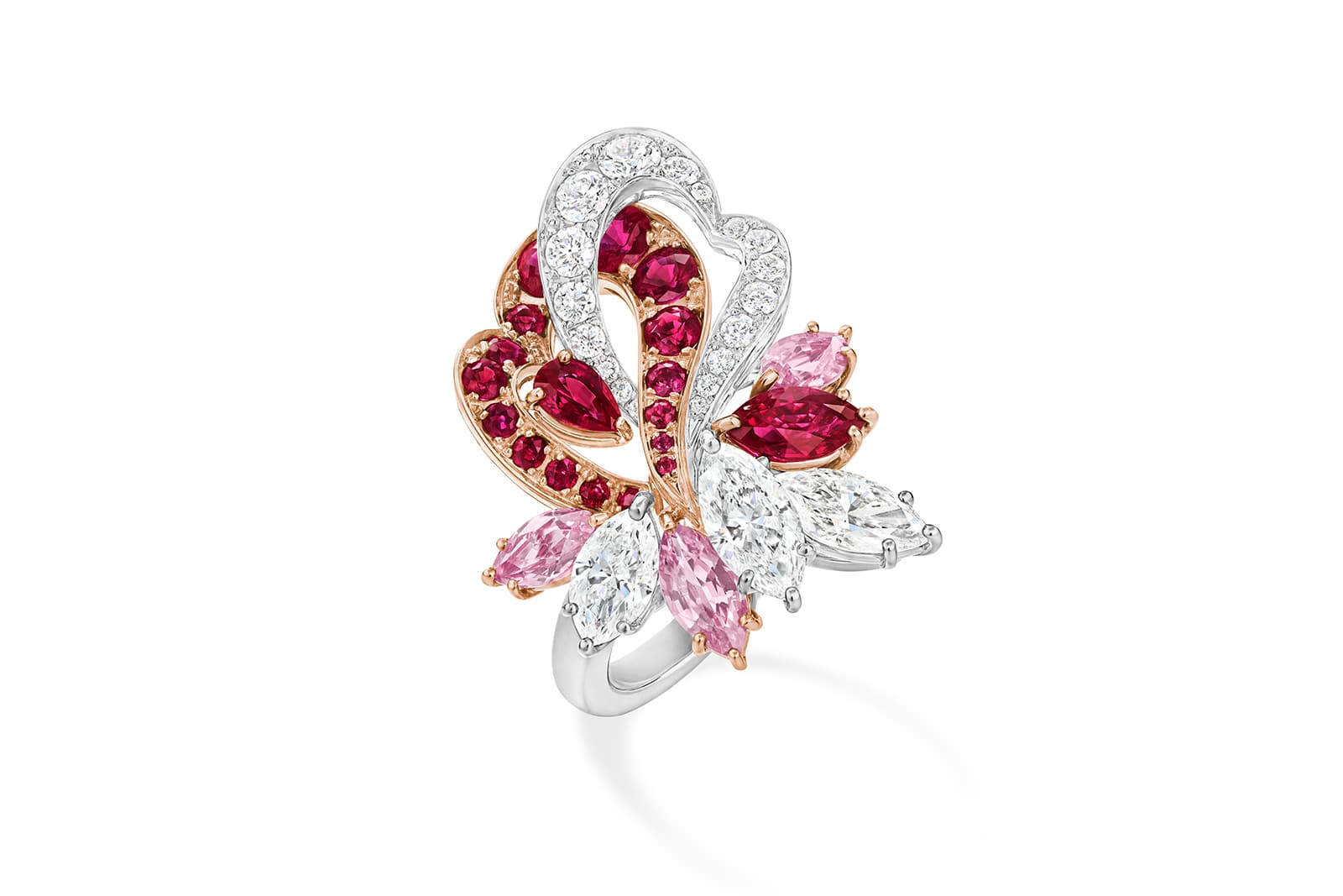  Harry Winston E - Winston Eternal Sweet Heart ring with sapphires, rubies and diamonds from the LOVE Collection