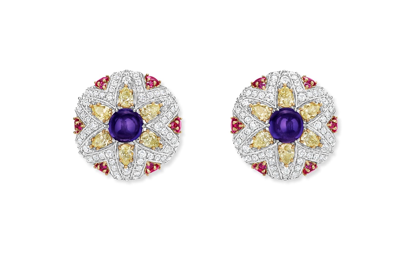  Harry Winston O - Winston Obsession Flare earrings with sapphire centre stones from the LOVE Collection