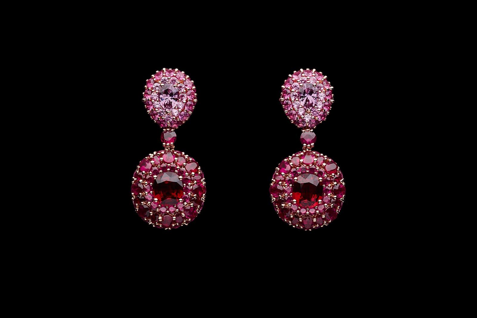  Dior Rose Rose Couture Abstraite Ruby earrings in pink gold, diamonds, pink sapphires and rubies