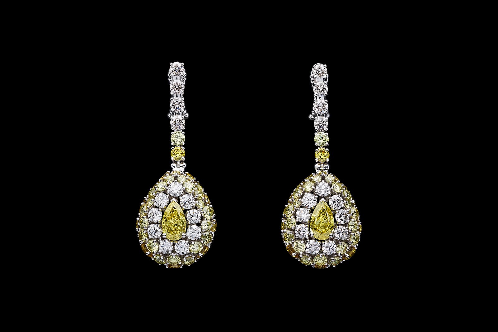  Dior Rose Rose Couture Abstraite yellow diamond earrings in white gold, diamonds and yellow diamonds 