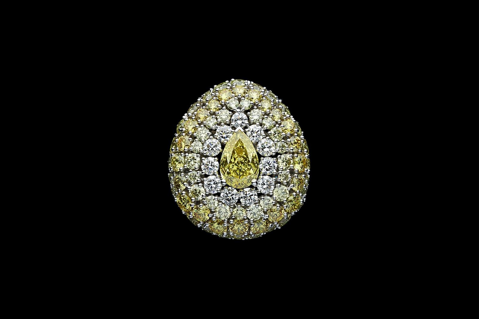  Dior Rose Rose Couture Abstraite yellow diamond ring in white gold, diamonds and yellow diamonds 