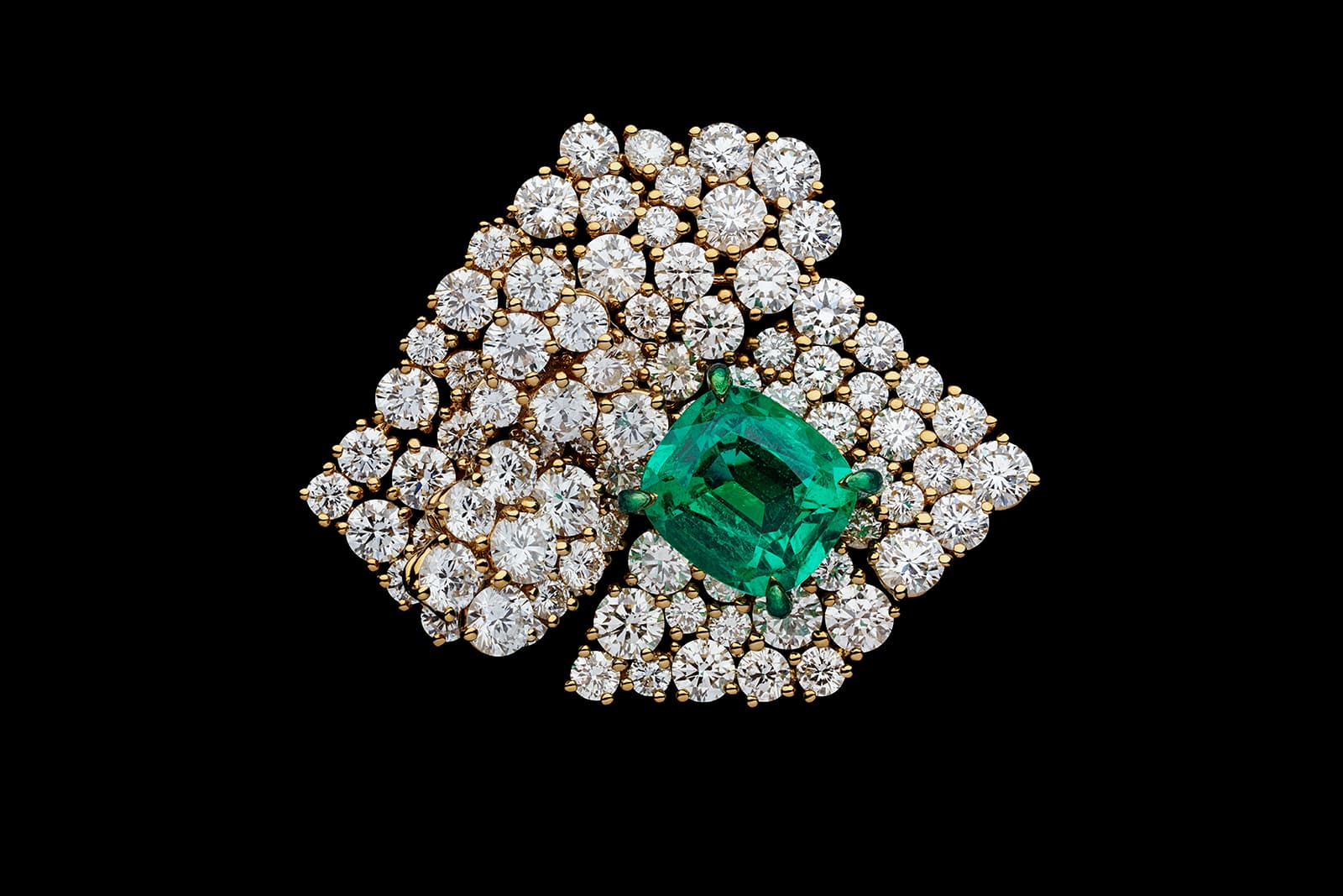  Dior Rose Rose Futuriste Emerald ring in yellow gold, diamonds, emeralds and green lacquer 