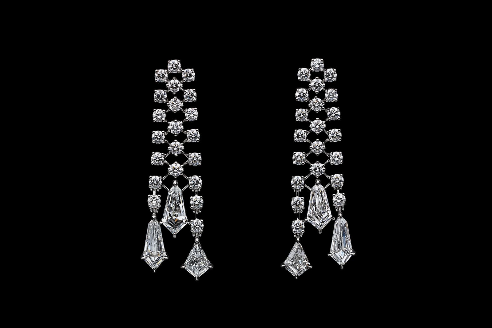 Dior Rose Couture diamond earrings with kite shaped diamonds 