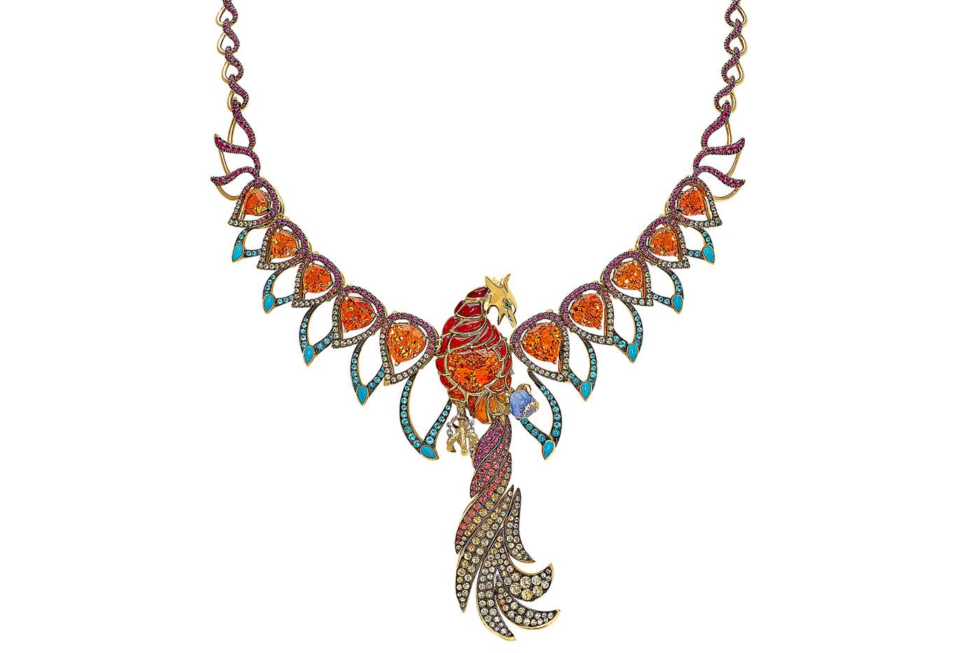  Ricardo Basta Phoenix necklace with mandarin garnets 