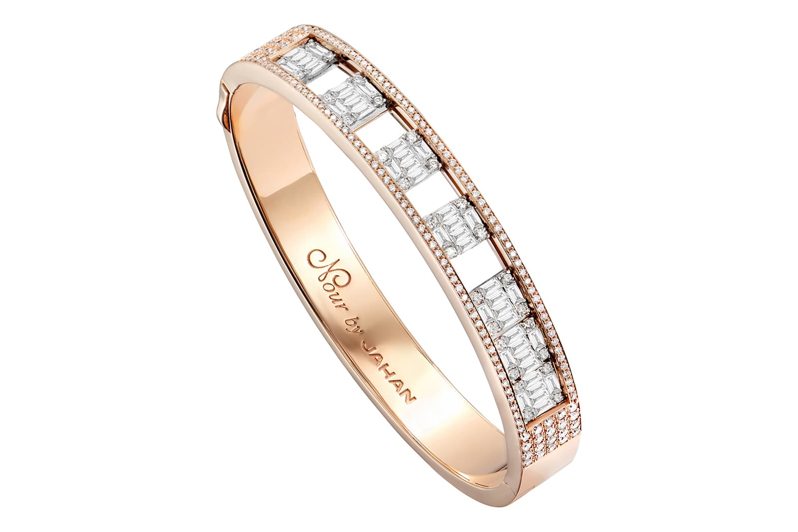  Nour by Jahan Play bracelet with mixed-cut white diamonds weighing 2.60 carats in 18k rose gold