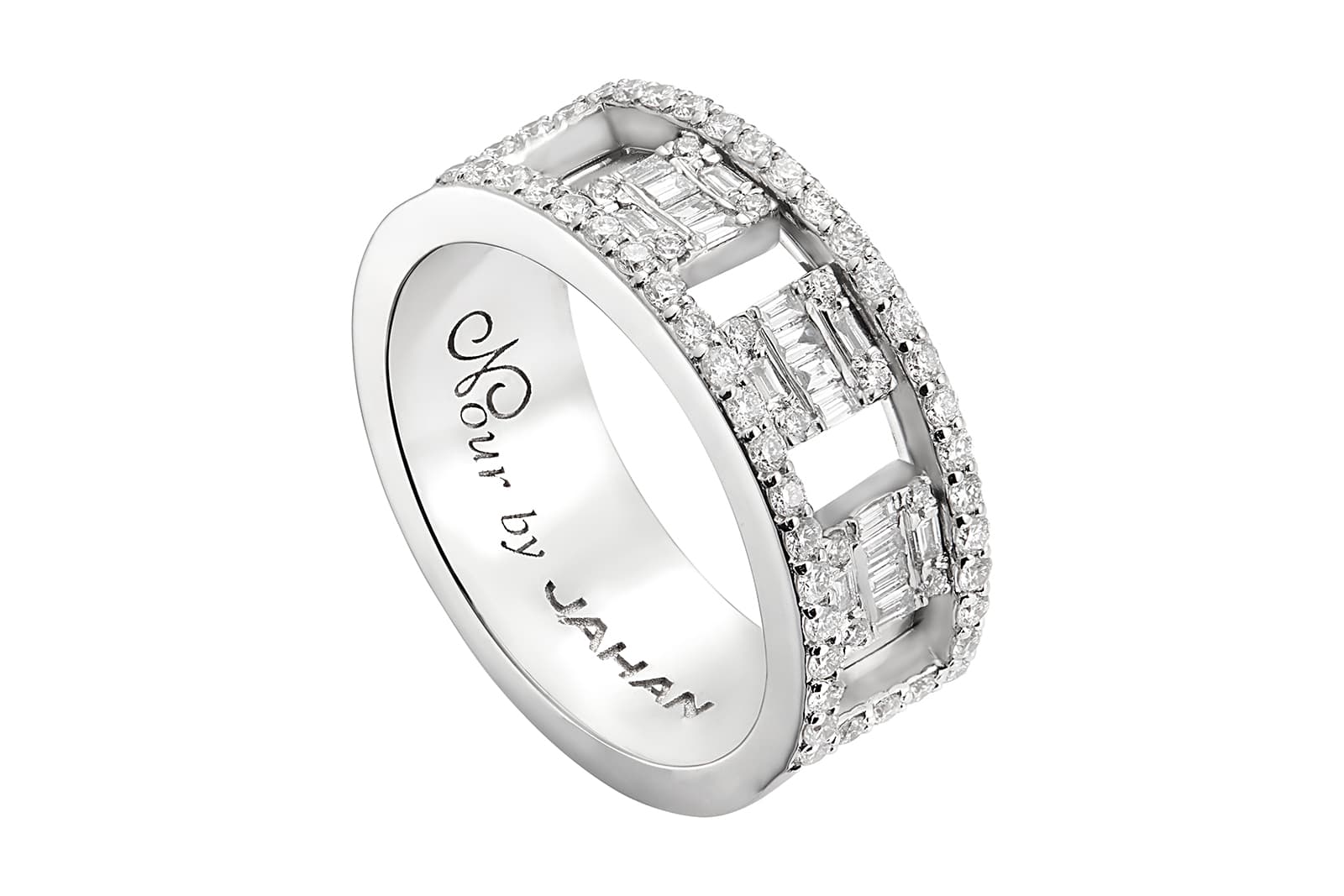  Nour by Jahan Play ring with mixed-cut white diamonds in 18k white gold