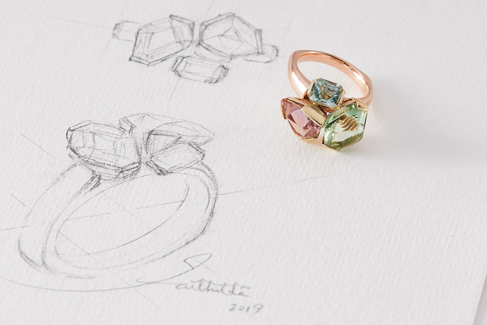  Designing new pieces with coloured gemstones in the Faith Jewels Bouquet Collection